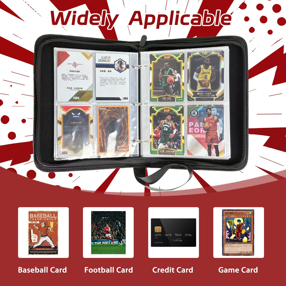 ZYAXWN 440 Pockets Card Binder – 55 Removable Pages, Waterproof PU Leather, Zippered Card Holder