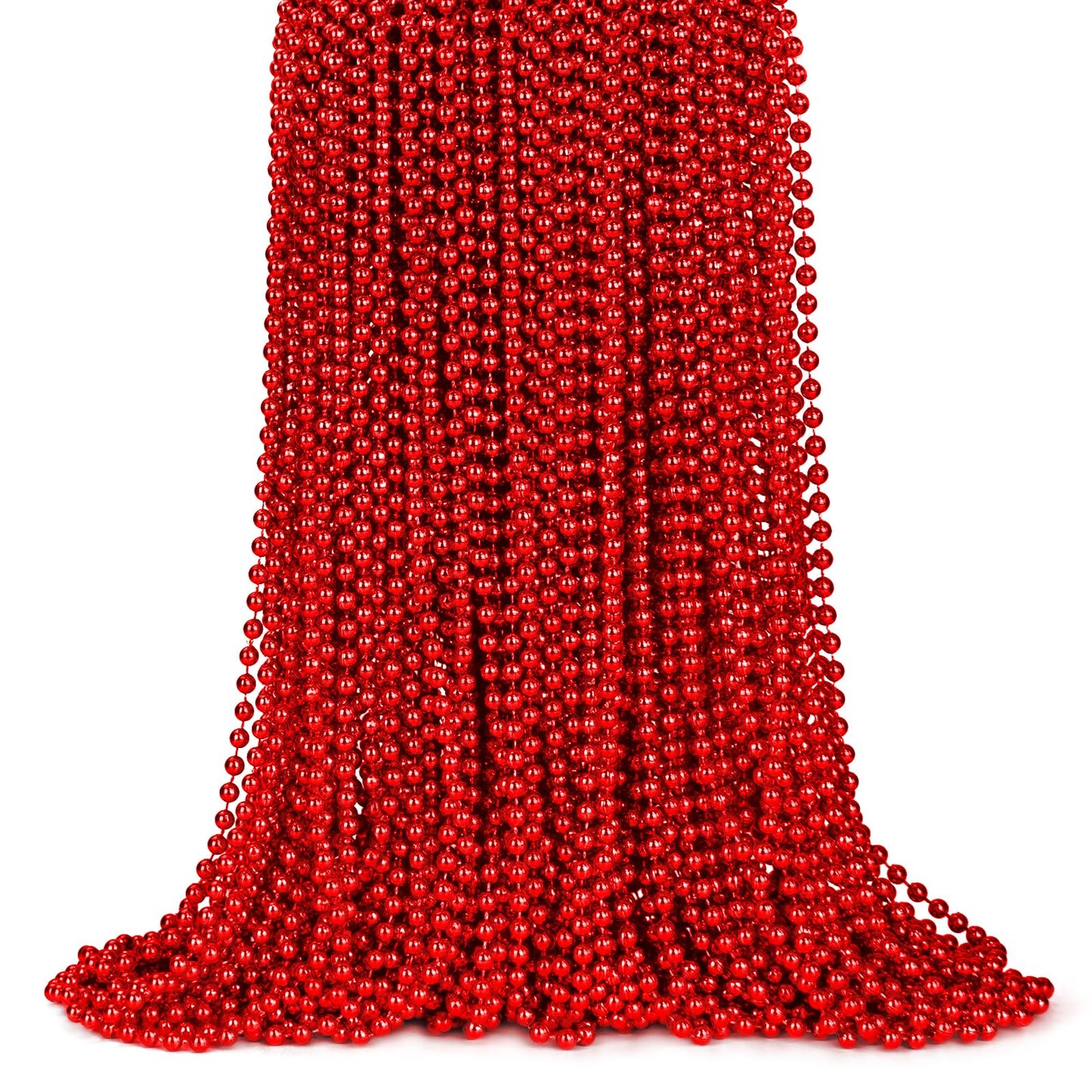 ZYFLSQ 100 Pcs 33-Inch 7mm Metallic Red Mardi Gras Beads Necklaces – Party Favors & Parade Accessories