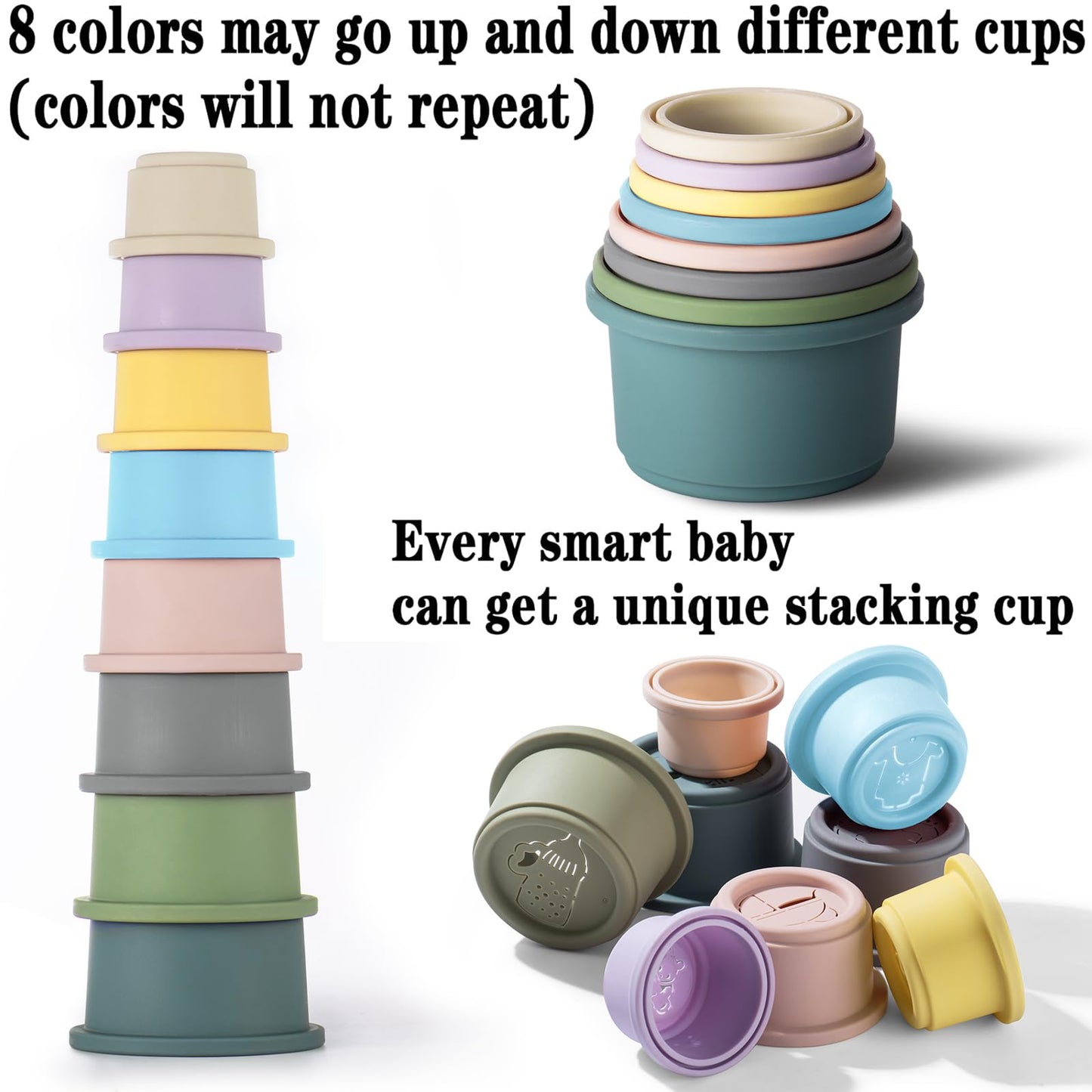 ZYFLSQ Stacking Cups Baby Toy 8-Piece Set – Safe Bath & Play Montessori Learning