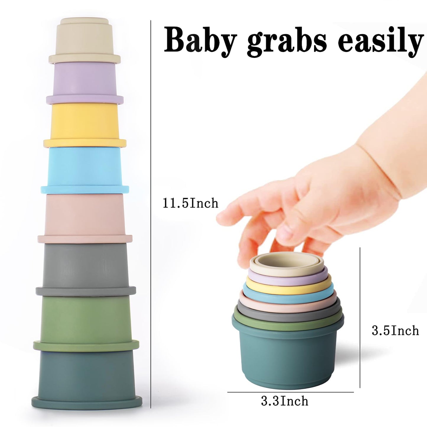 ZYFLSQ Stacking Cups Baby Toy 8-Piece Set – Safe Bath & Play Montessori Learning