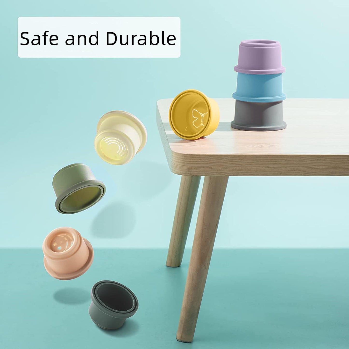 ZYFLSQ Stacking Cups Baby Toy 8-Piece Set – Safe Bath & Play Montessori Learning