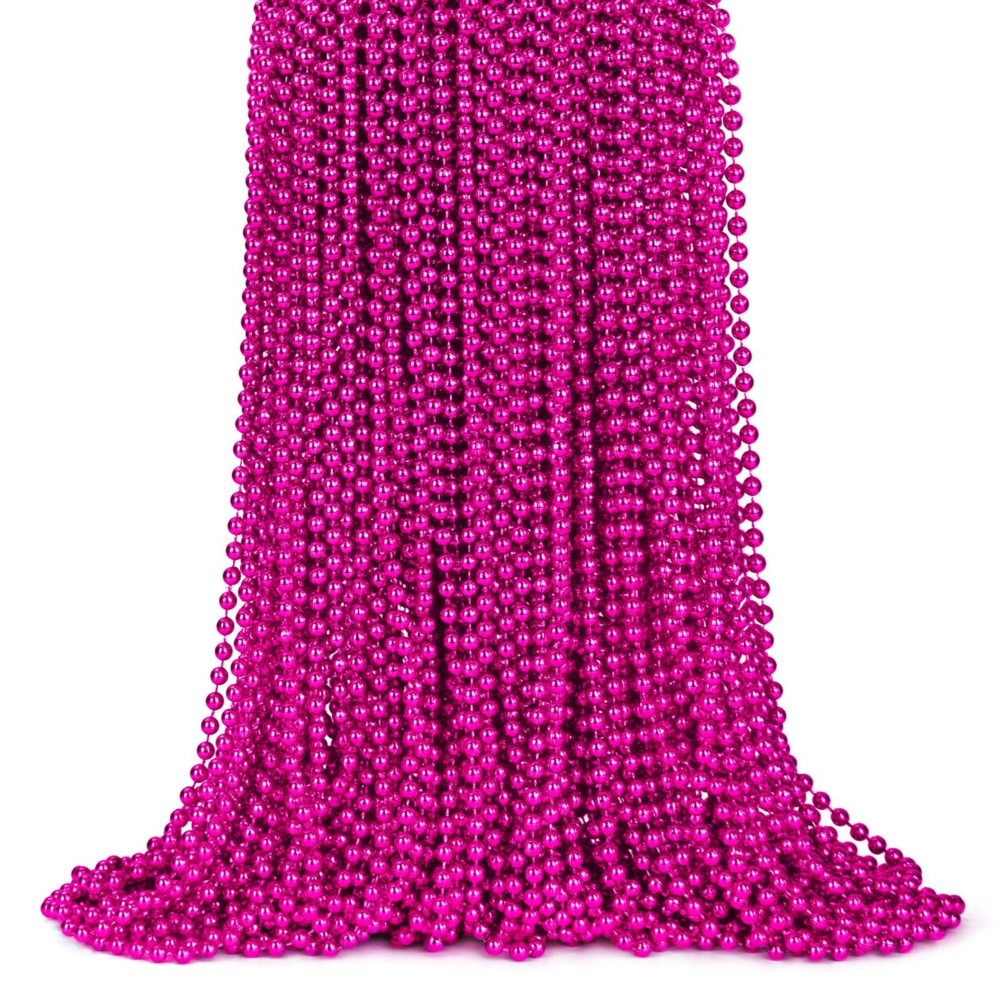 ZYFLSQ 100 Pcs 33in Metallic Hot Pink Beads Necklaces – Mardi Gras Bulk