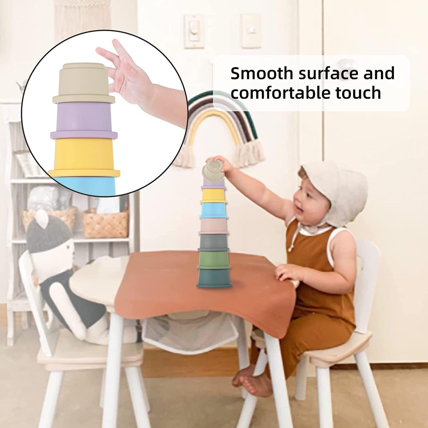 ZYFLSQ Stacking Cups Baby Toy 8-Piece Set – Safe Bath & Play Montessori Learning