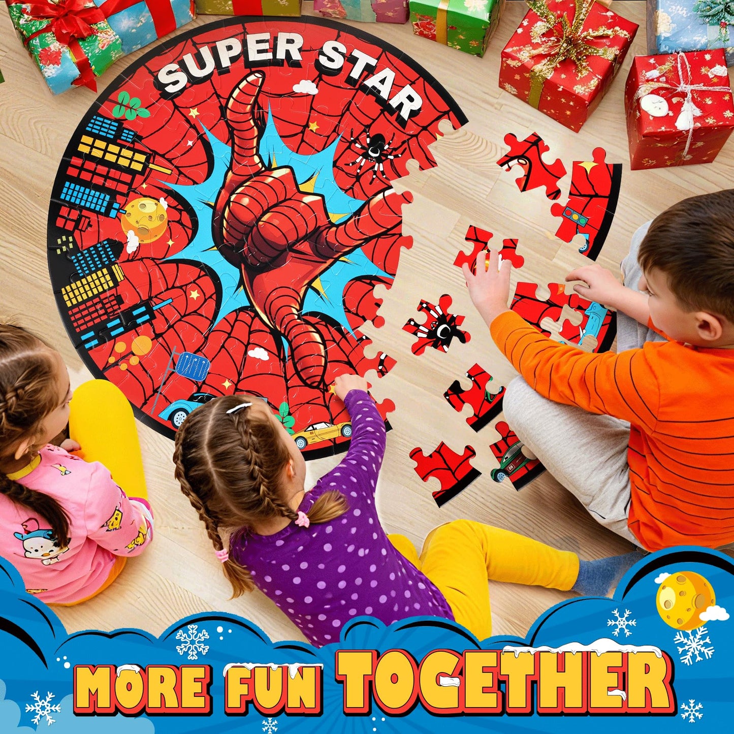 ZYGIG Spider Web Puzzle – 70-Piece Floor Puzzle for Kids Aged 4-6 | Educational Toy