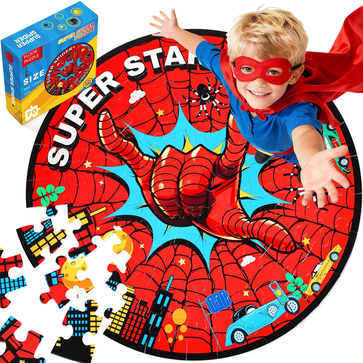 ZYGIG Spider Web Puzzle – 70-Piece Floor Puzzle for Kids Aged 4-6 | Educational Toy