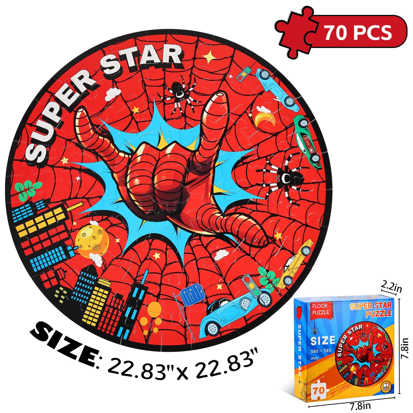 ZYGIG Spider Web Puzzle – 70-Piece Floor Puzzle for Kids Aged 4-6 | Educational Toy