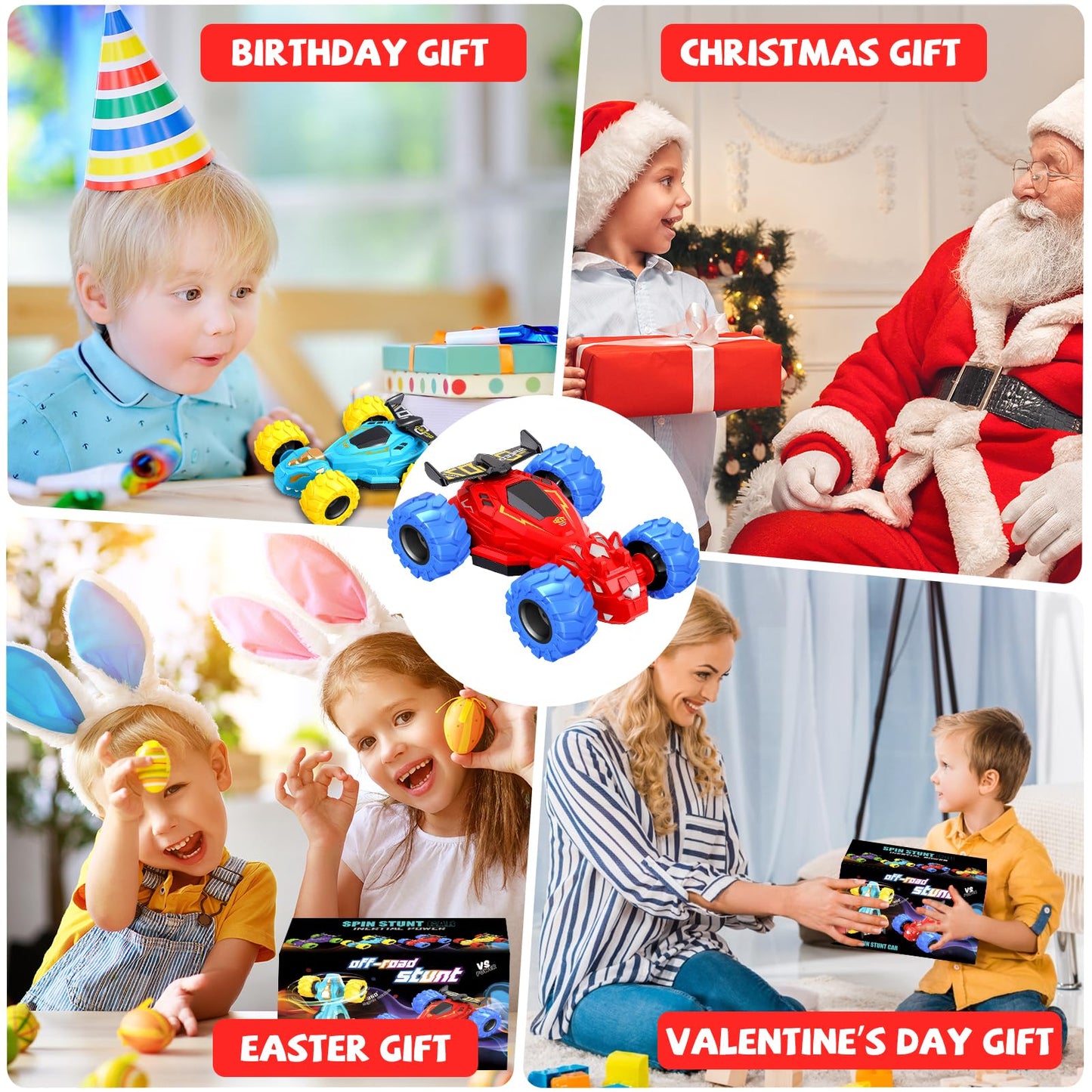 ZYSUN Toddler Monster Truck Toys – Friction Spin 360° Dino Cars (2 Pack) Off‑Road Push & Go
