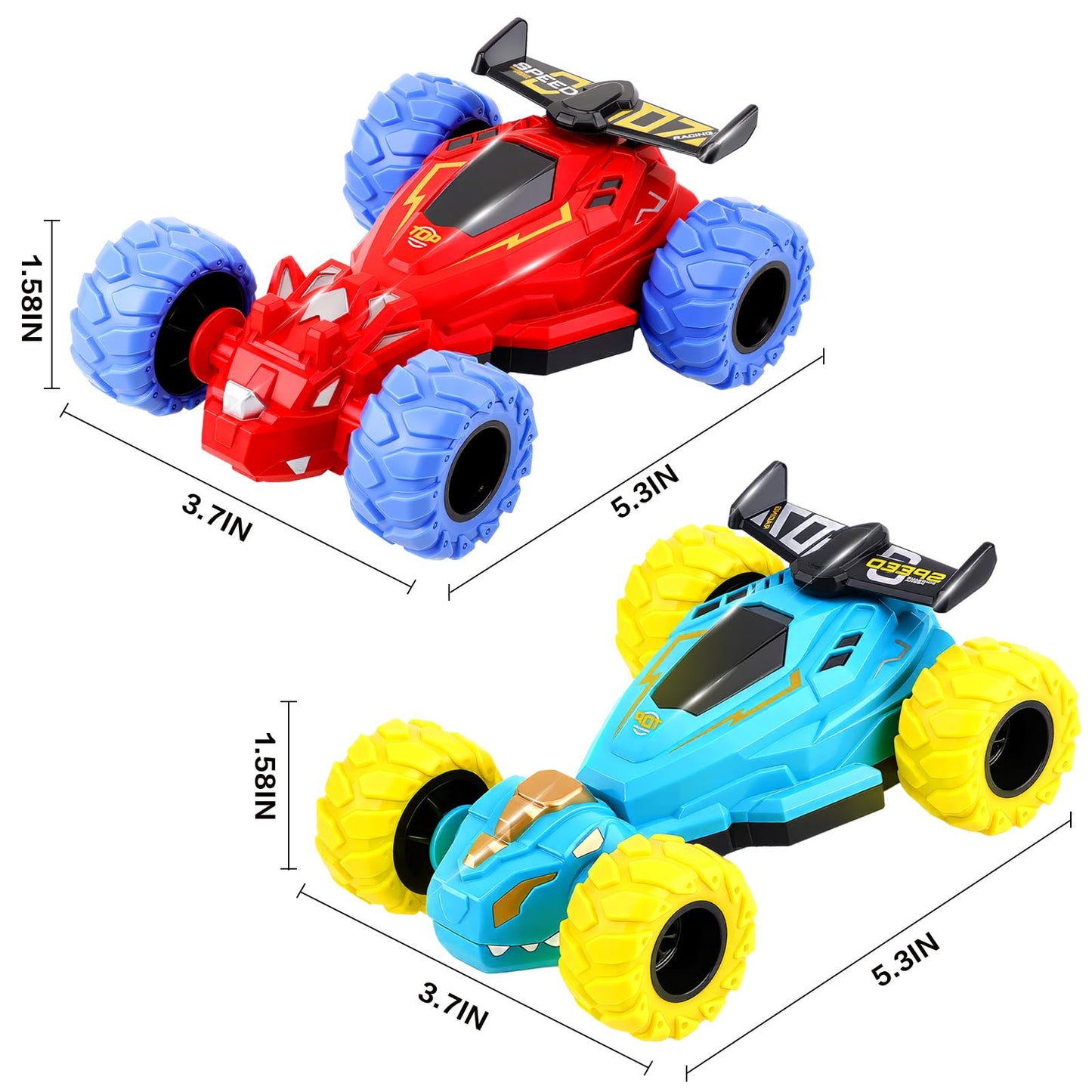 ZYSUN Toddler Monster Truck Toys – Friction Spin 360° Dino Cars (2 Pack) Off‑Road Push & Go