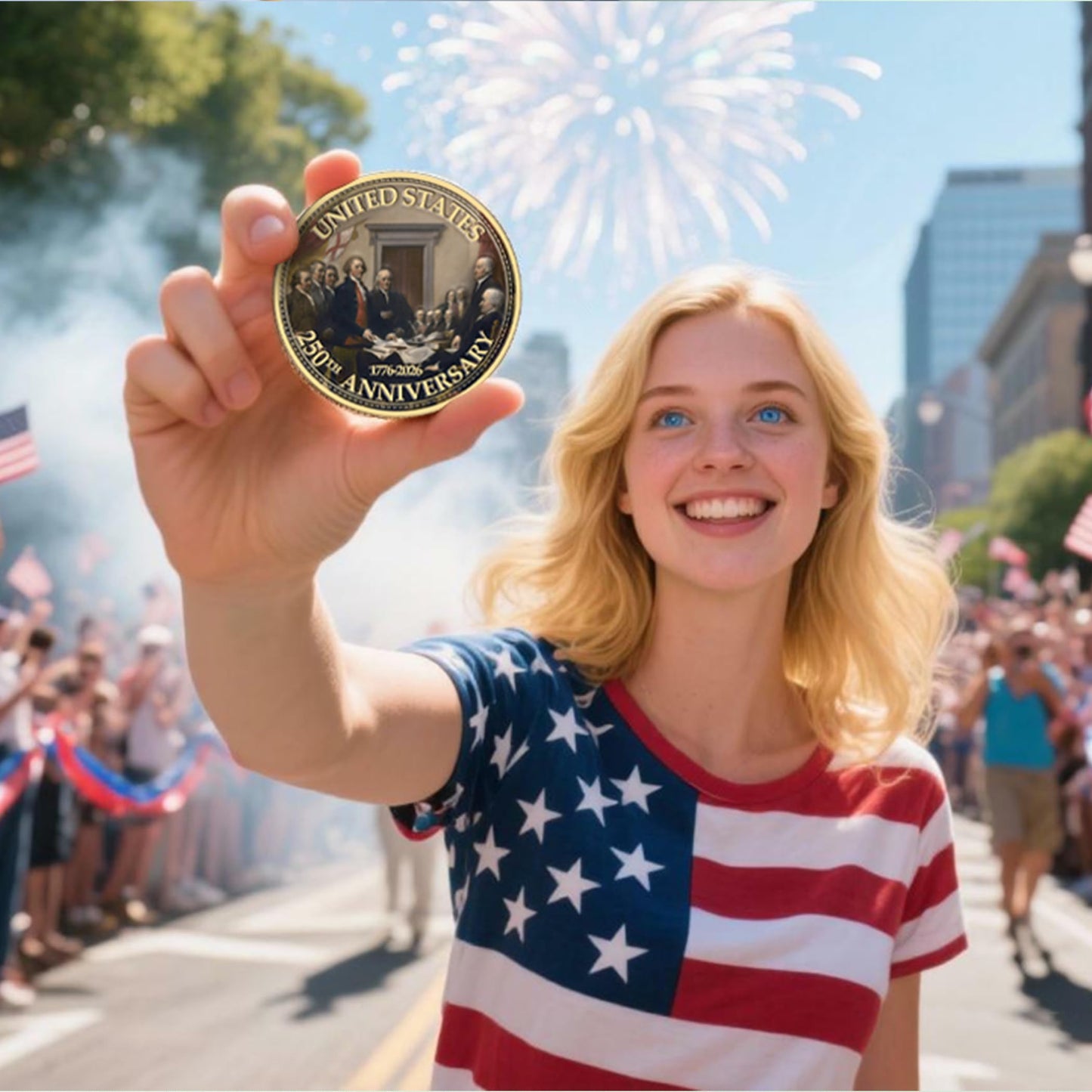 Zyviacy USA 250th Anniversary Coin – Eagle & Patriot Symbols (1776-2026)