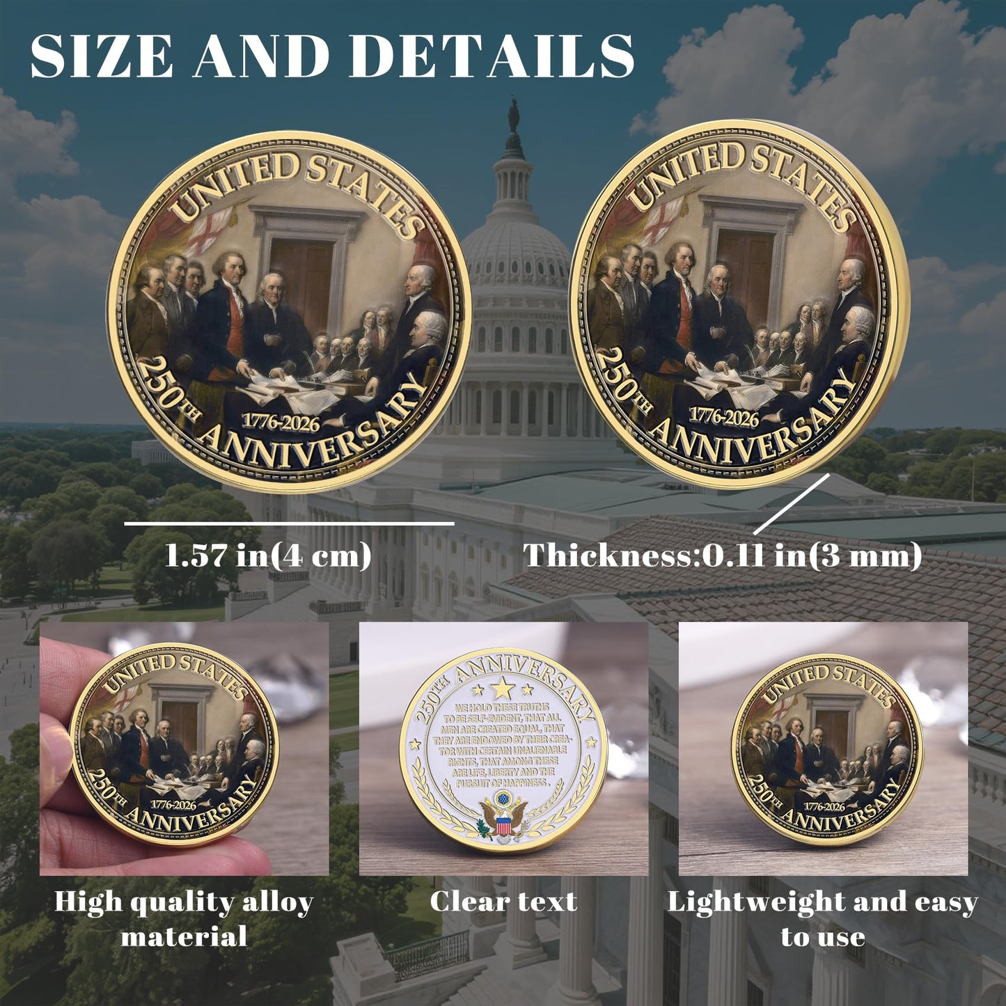 Zyviacy USA 250th Anniversary Coin – Eagle & Patriot Symbols (1776-2026)
