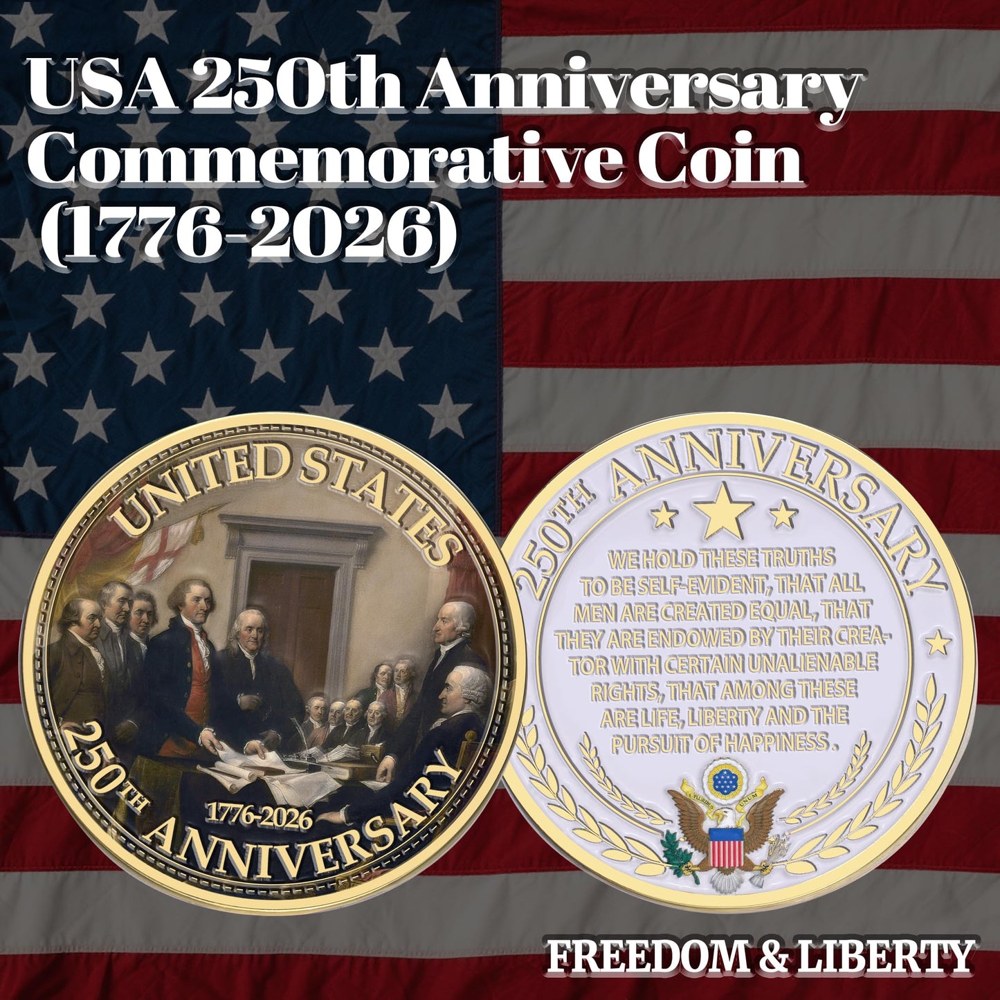 Zyviacy USA 250th Anniversary Coin – Eagle & Patriot Symbols (1776-2026)