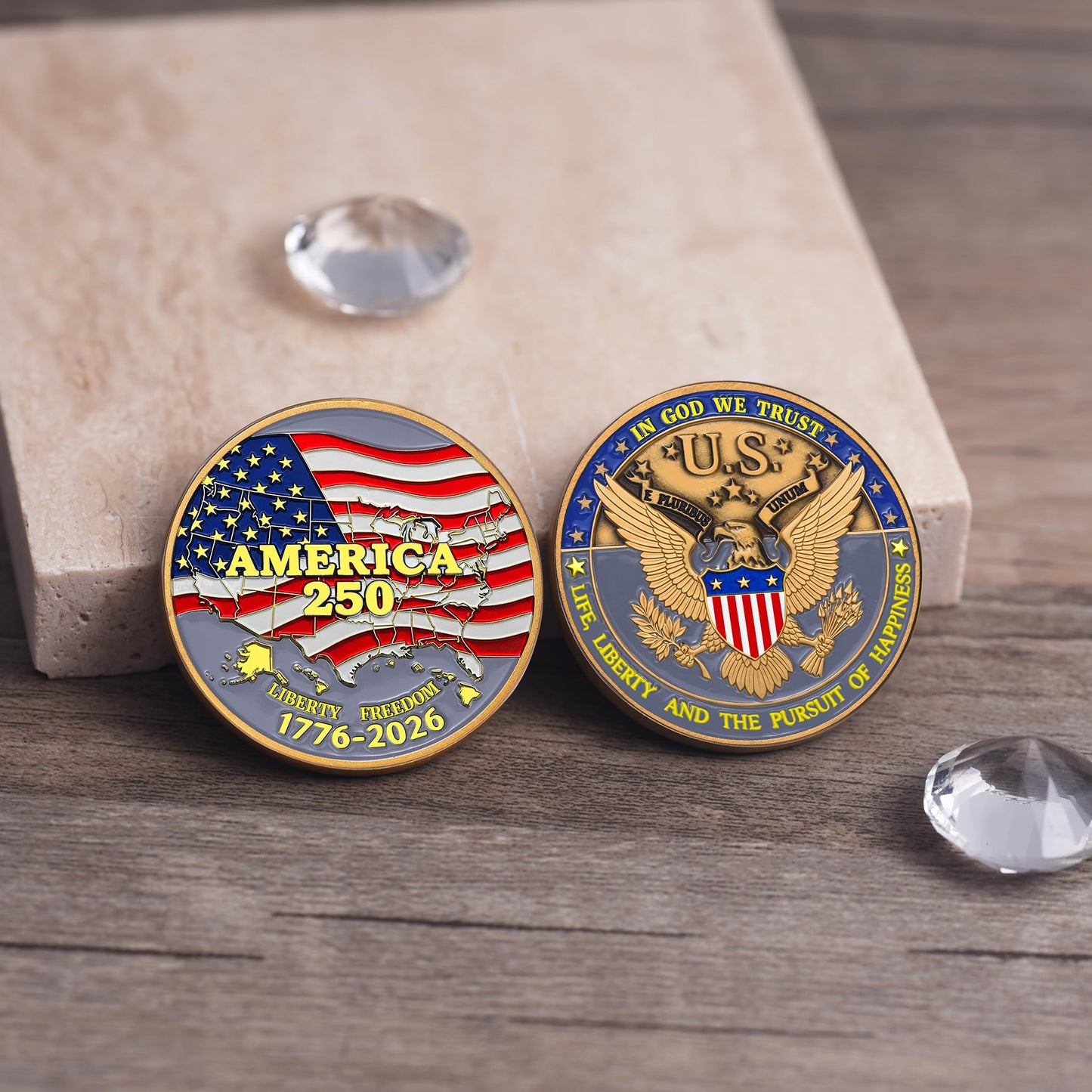 ZYVIACY USA 250th Anniversary Commemorative Coin – Eagle & Patriot Symbols (1776–2026)