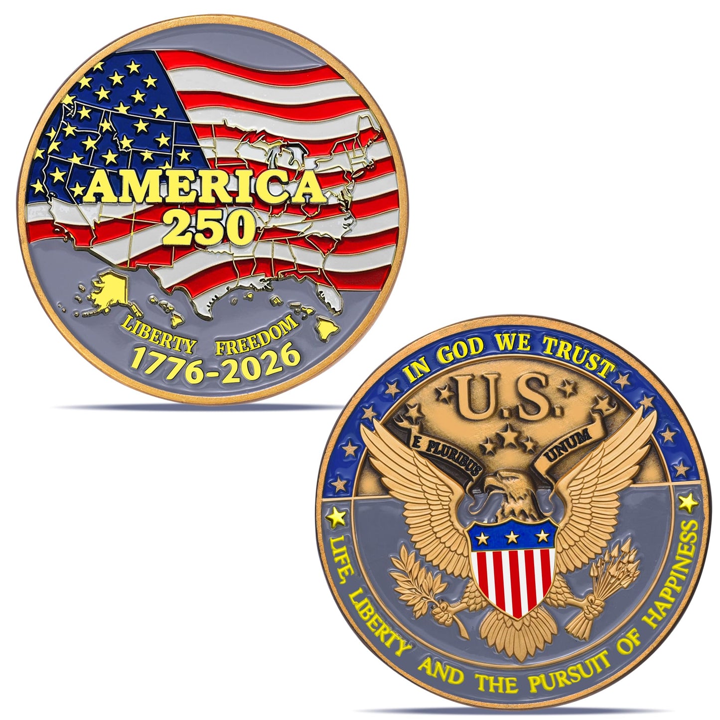 ZYVIACY USA 250th Anniversary Commemorative Coin – Eagle & Patriot Symbols (1776–2026)