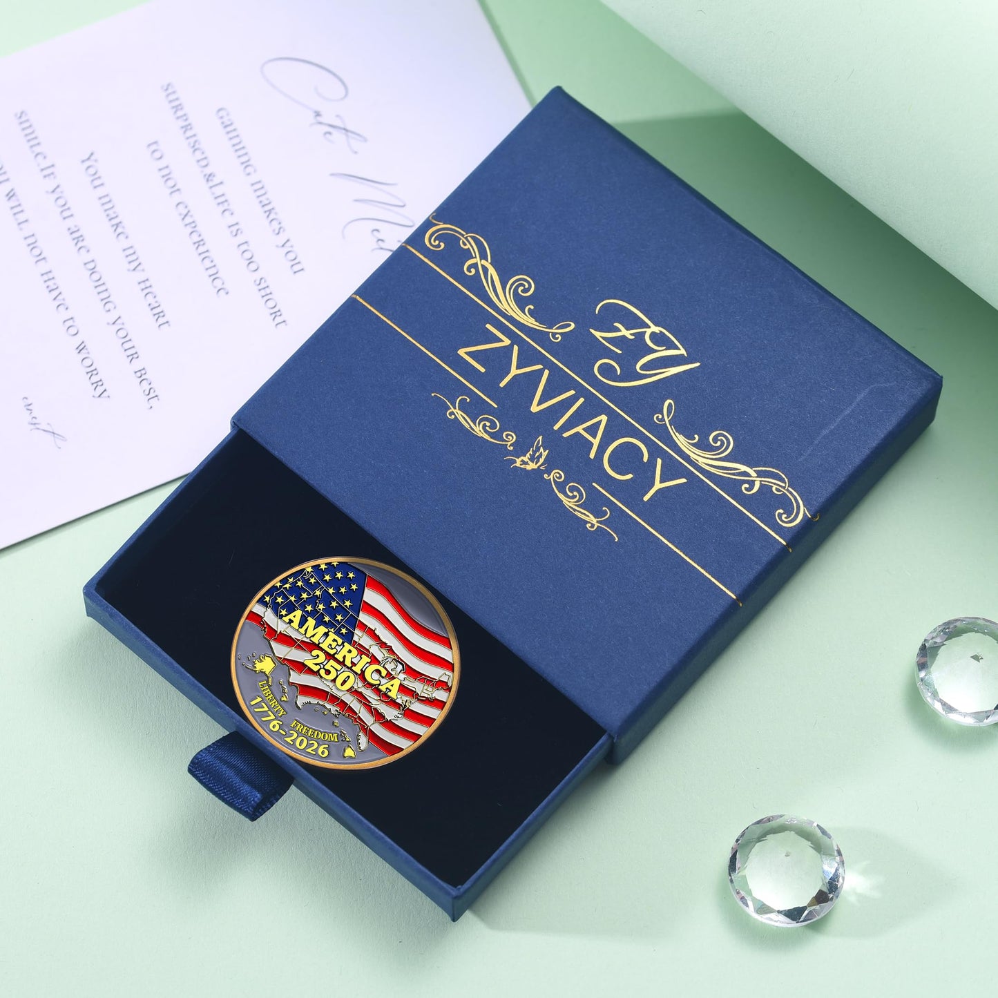 ZYVIACY USA 250th Anniversary Commemorative Coin – Eagle & Patriot Symbols (1776–2026)