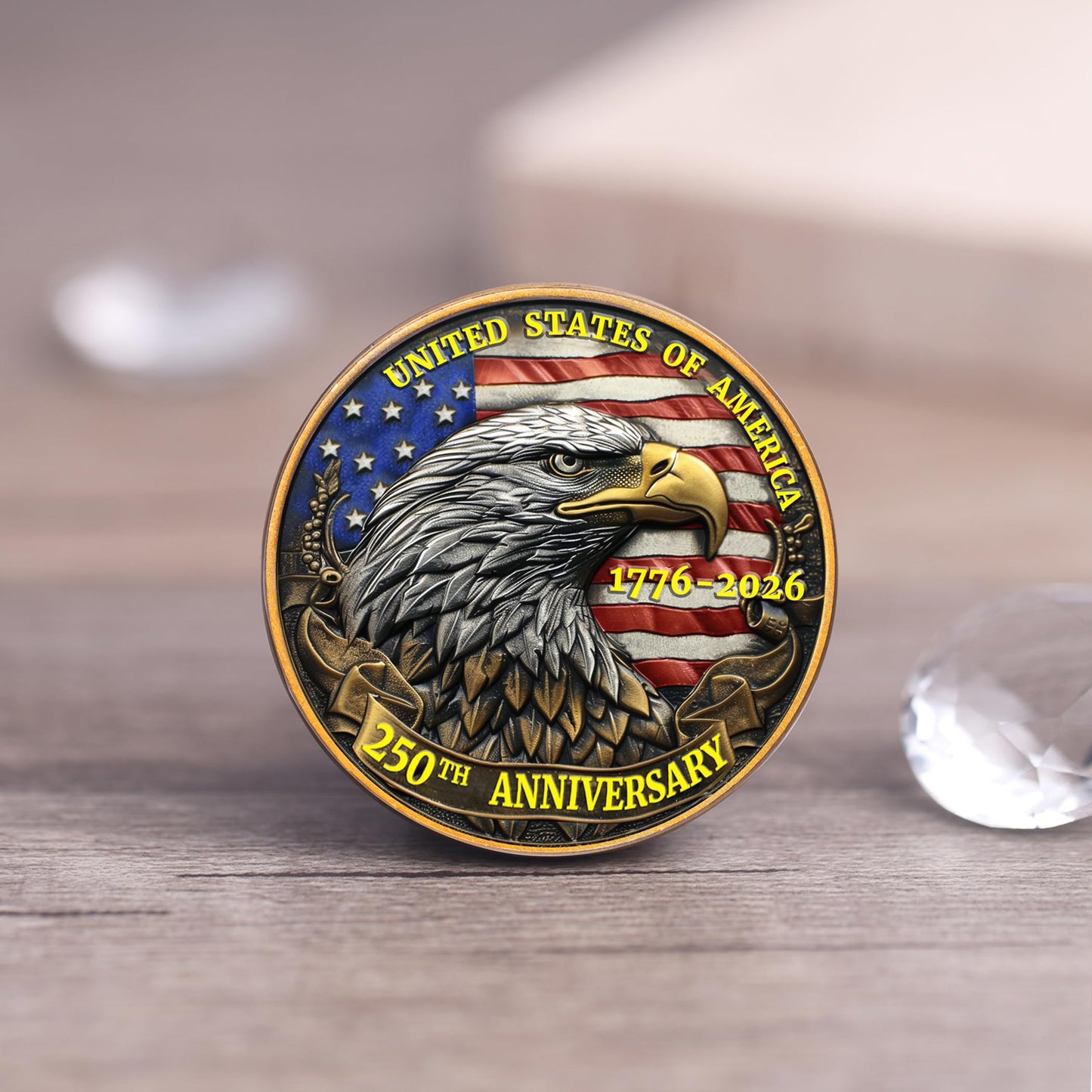 Zyviacy USA 250th Anniversary Commemorative Coin – Eagle & Patriot Symbols