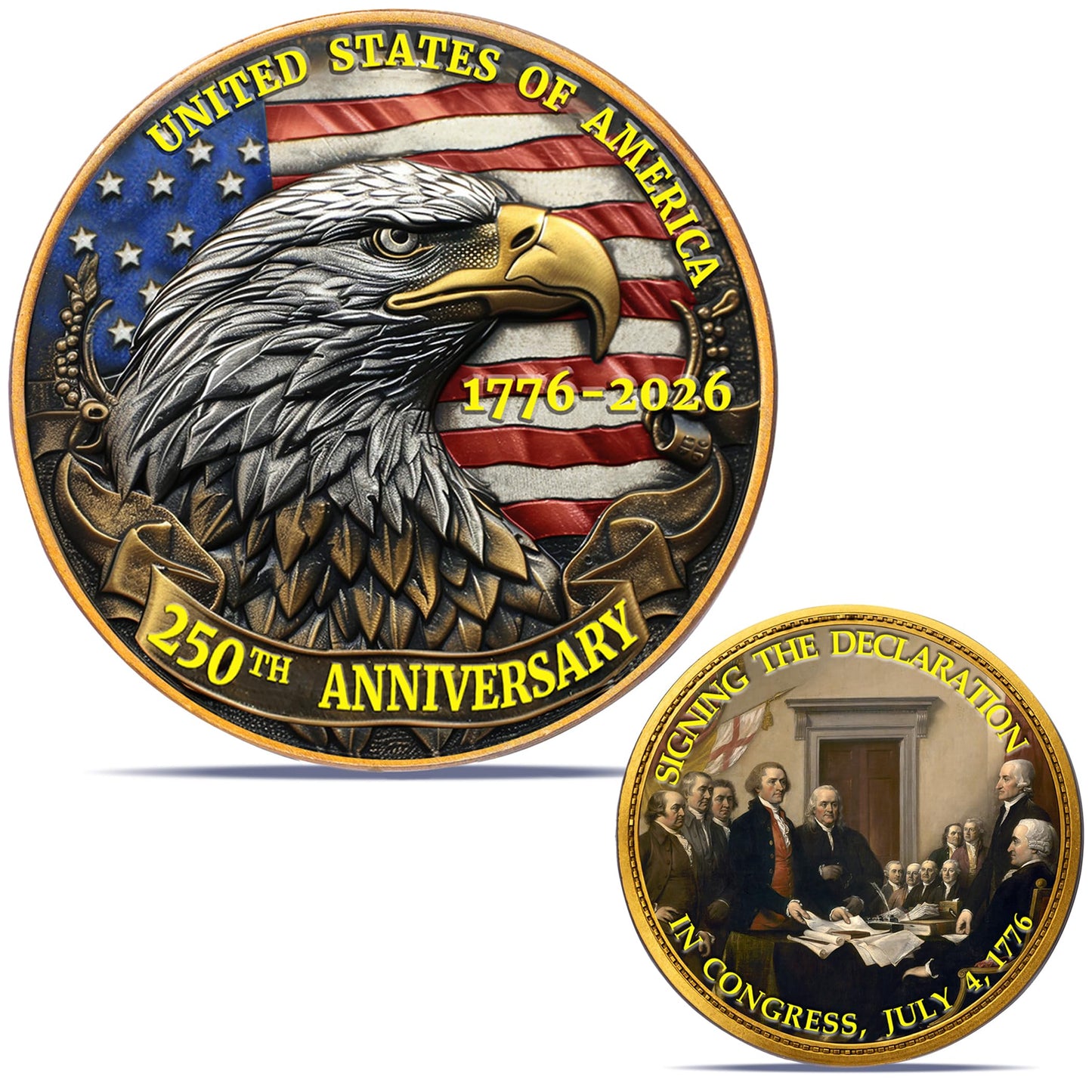Zyviacy USA 250th Anniversary Commemorative Coin – Eagle & Patriot Symbols