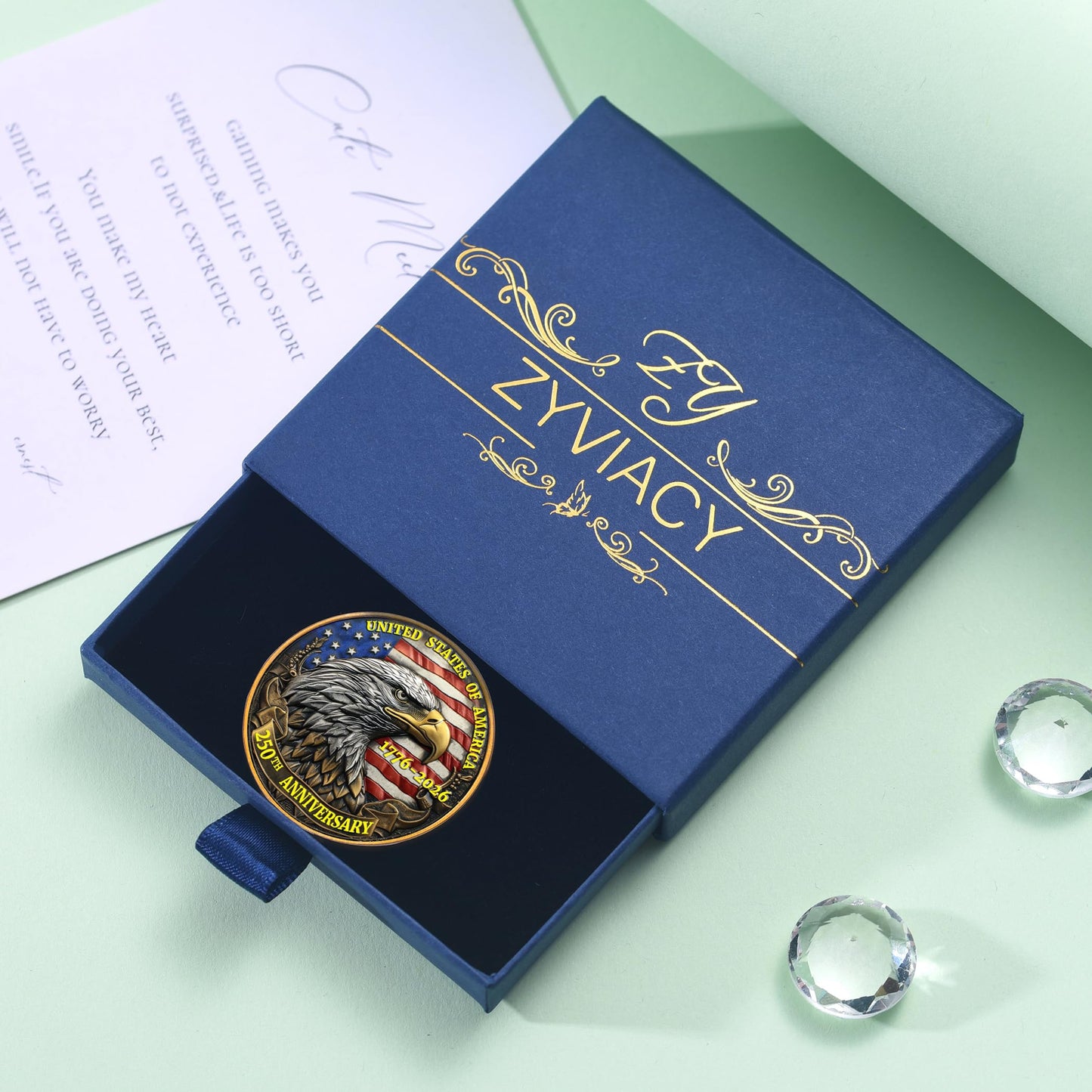 Zyviacy USA 250th Anniversary Commemorative Coin – Eagle & Patriot Symbols