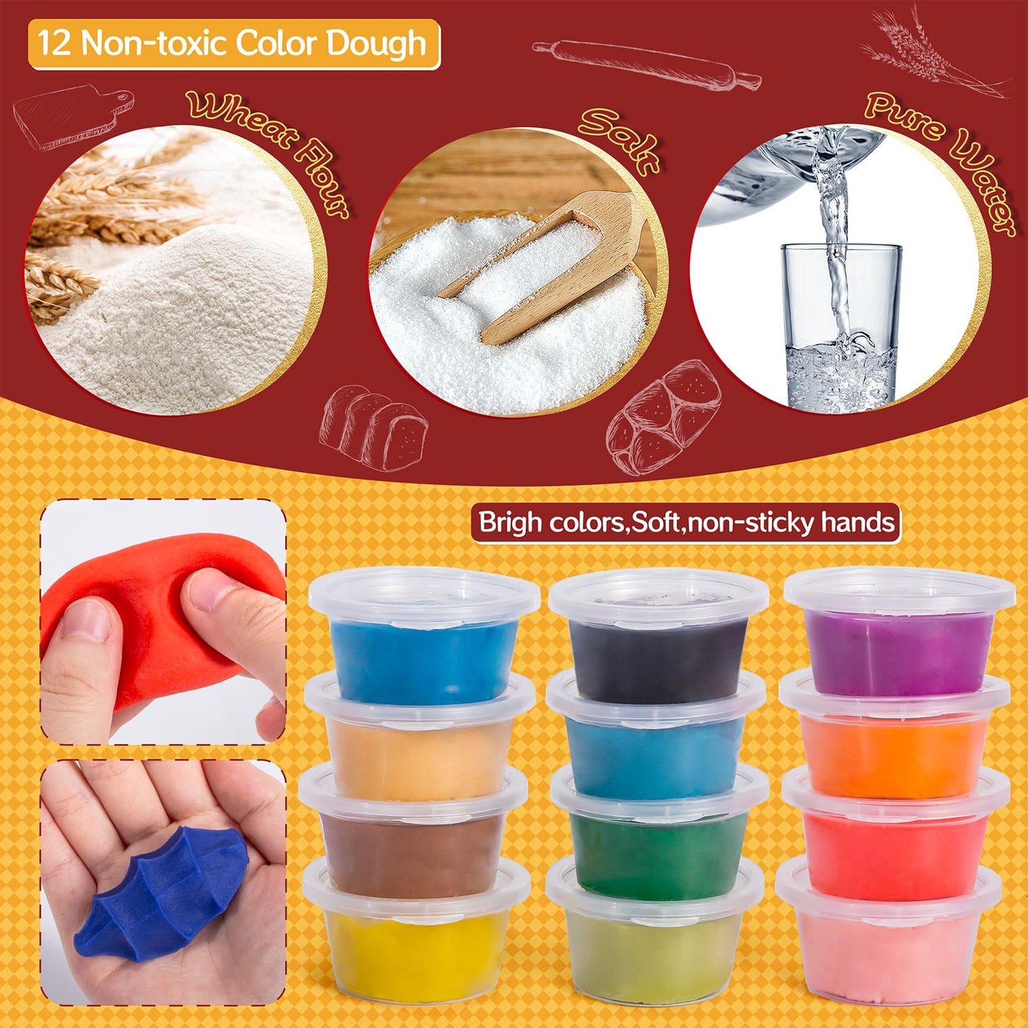 ZYYBQW 3 in 1 Color Dough Set for Kids 3-8 | Creative Kitchen Play
