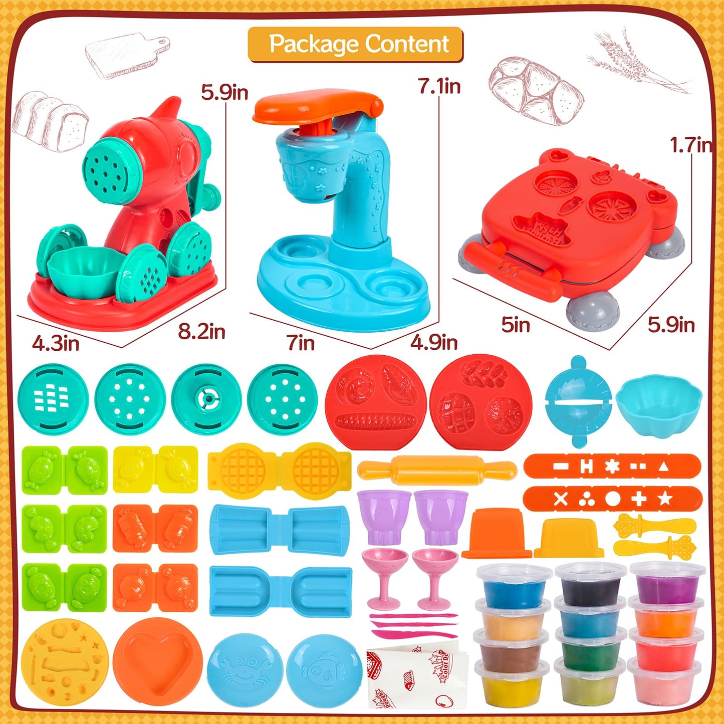 ZYYBQW 3 in 1 Color Dough Set for Kids 3-8 | Creative Kitchen Play