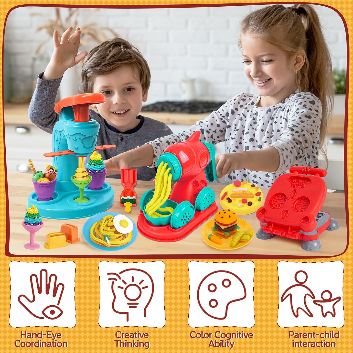 ZYYBQW 3 in 1 Color Dough Set for Kids 3-8 | Creative Kitchen Play