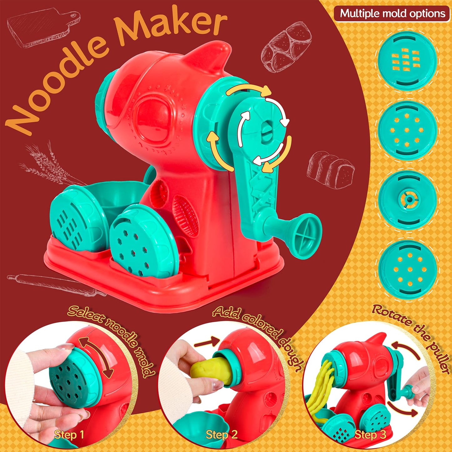 ZYYBQW 3 in 1 Color Dough Set for Kids 3-8 | Creative Kitchen Play