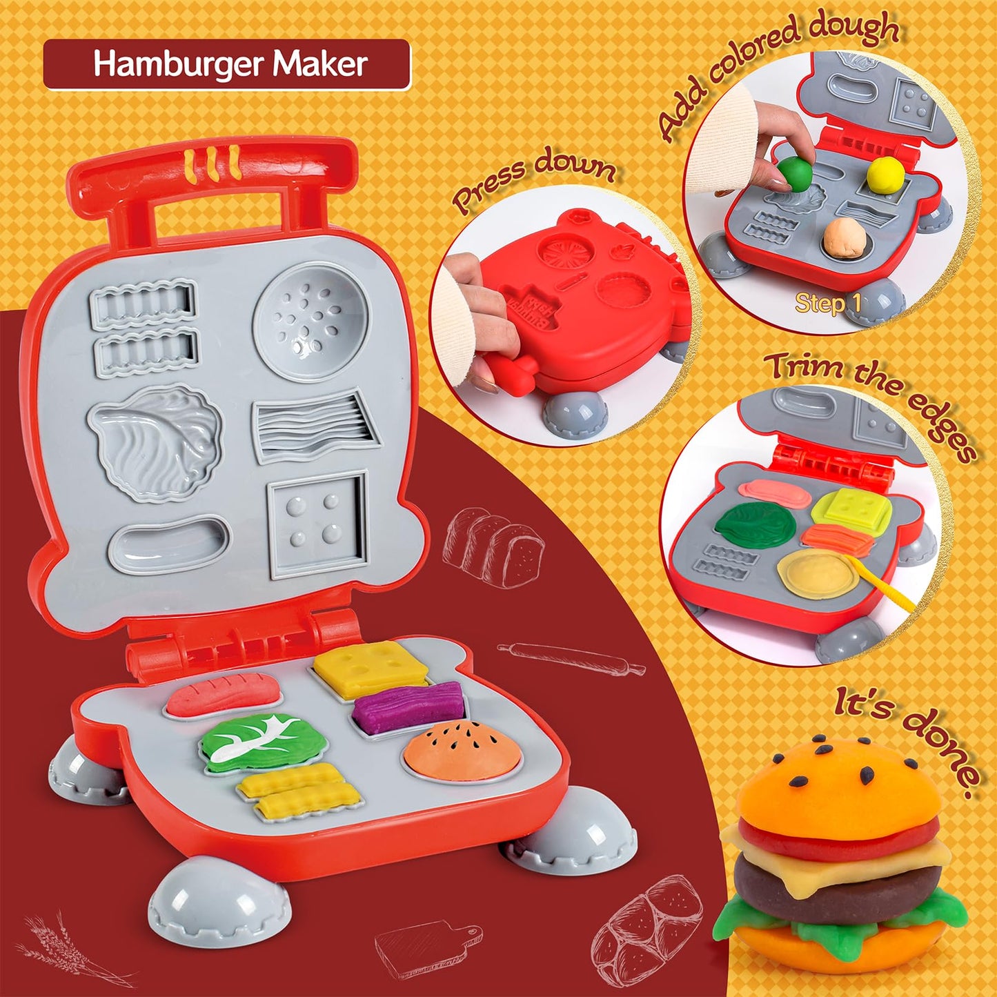ZYYBQW 3 in 1 Color Dough Set for Kids 3-8 | Creative Kitchen Play