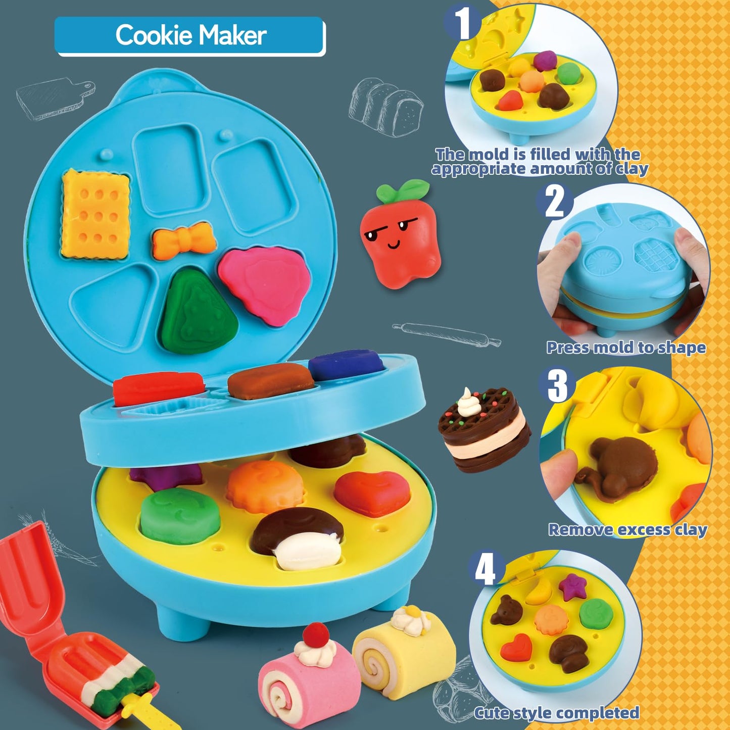 ZYYBQW 104-Piece 4-in-1 Dough Set for Kids | Ice Cream Maker & More