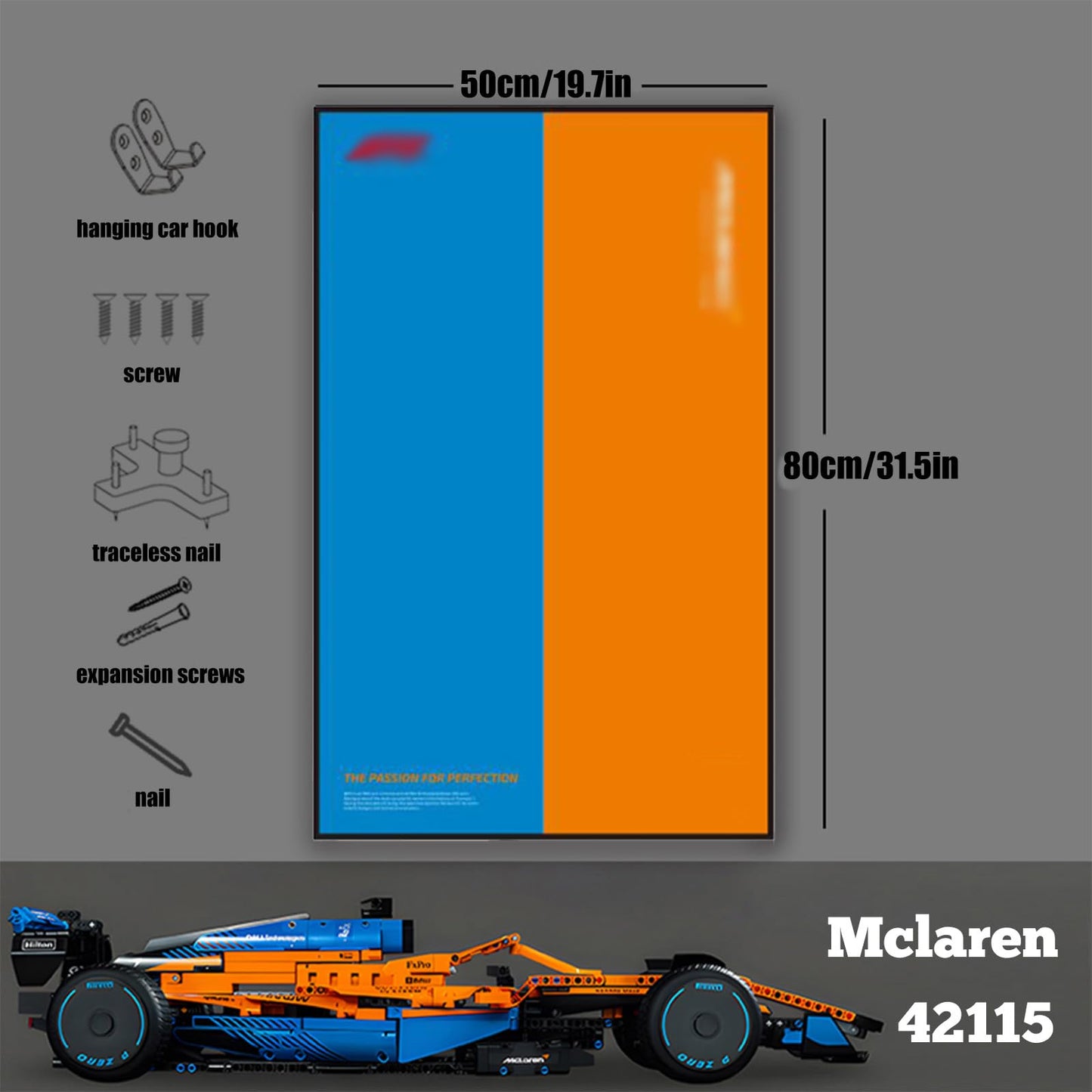 ZZFENGKR Lego McLaren F1 42141 Car Wall Mount — Display Wall Board for LEGO Collectibles