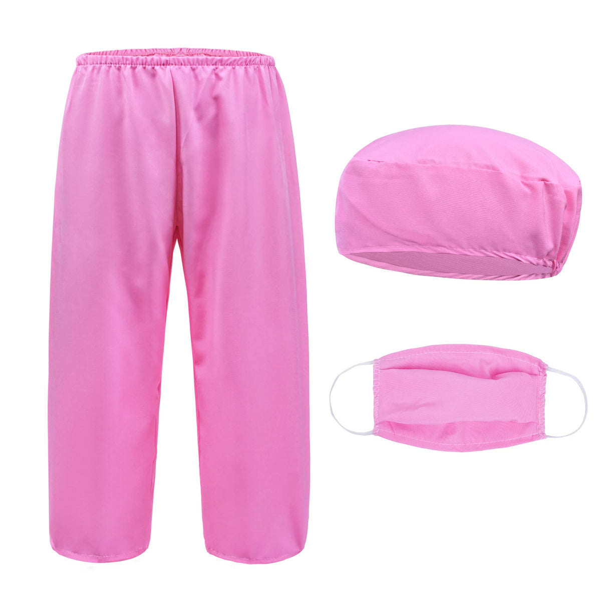ZZIHAN Kids Doctor Costume in Pink Scrubs – 9-Piece Dress-Up with Stethoscope, Mask & Cap (3-4T)