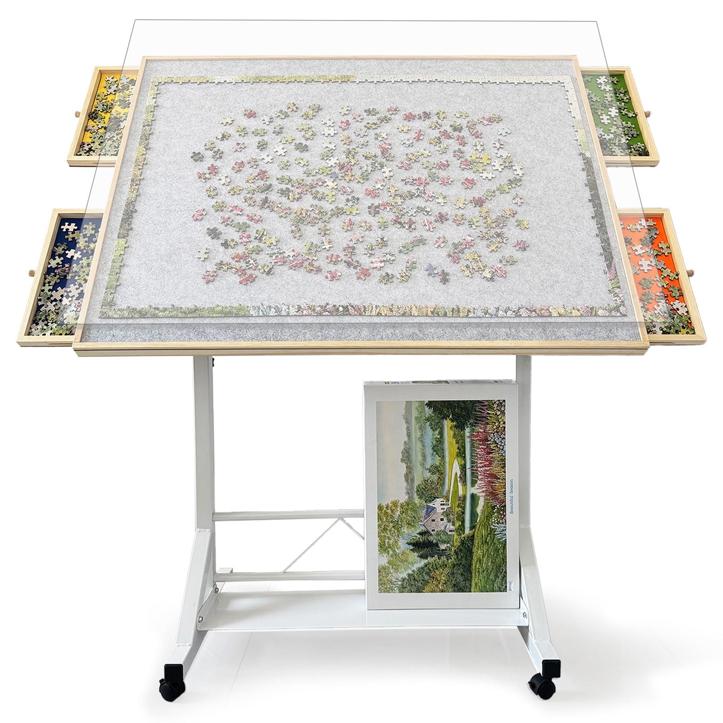 ZZJIHAI 1500-Piece Puzzle Table with Drawers — Adjustable, Portable