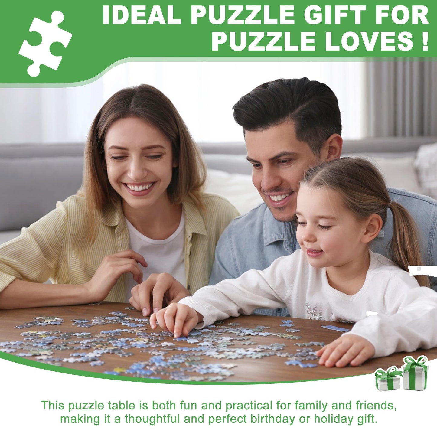 ZZJIHAI 1500-Piece Puzzle Table with Drawers — Adjustable, Portable