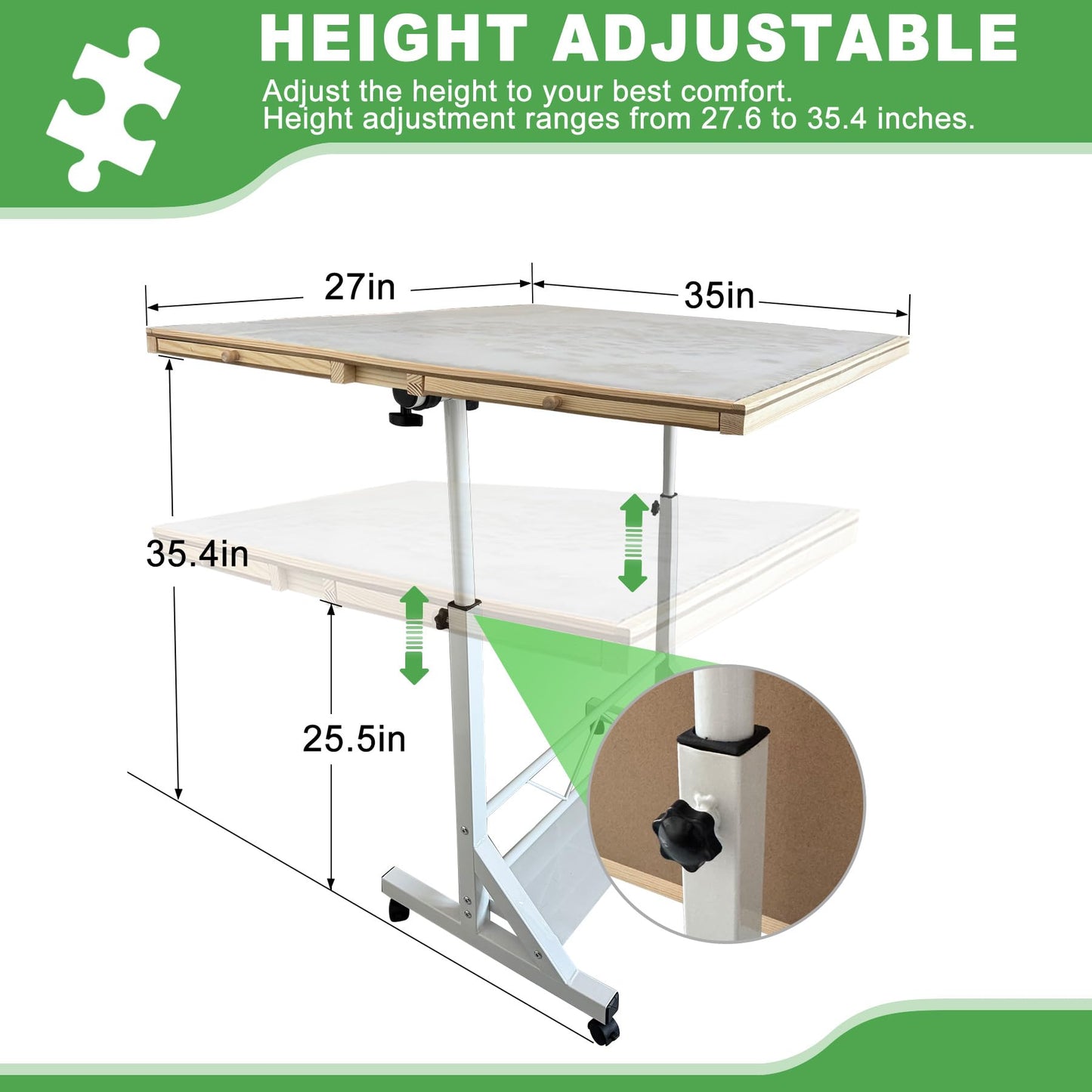 ZZJIHAI 1500-Piece Puzzle Table with Drawers — Adjustable, Portable