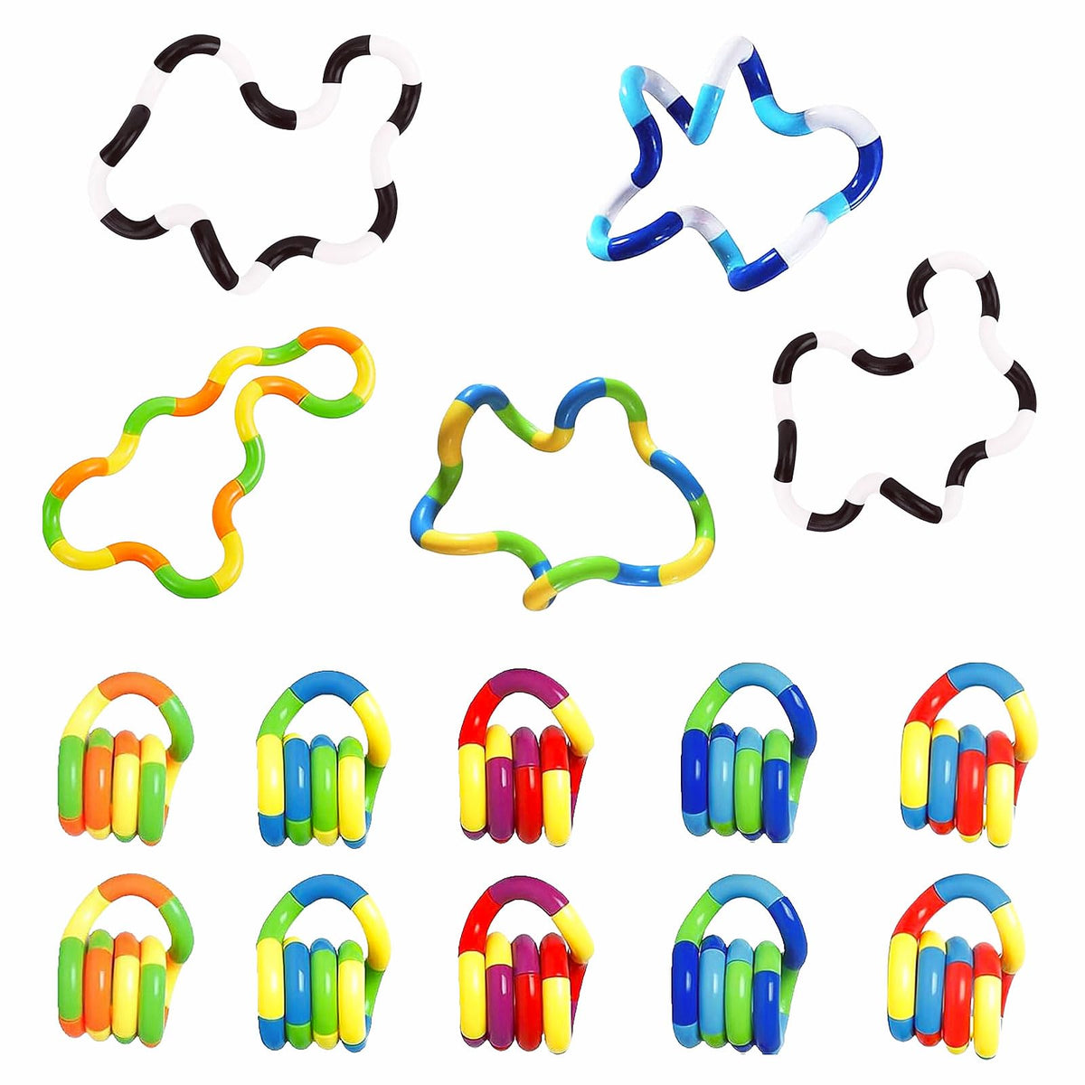 ZZSFBDZSW 15PCS Quiet Twisty Fidget Toys – Multicolor Sensory Squeeze, Twist & Spin for Kids & Adults