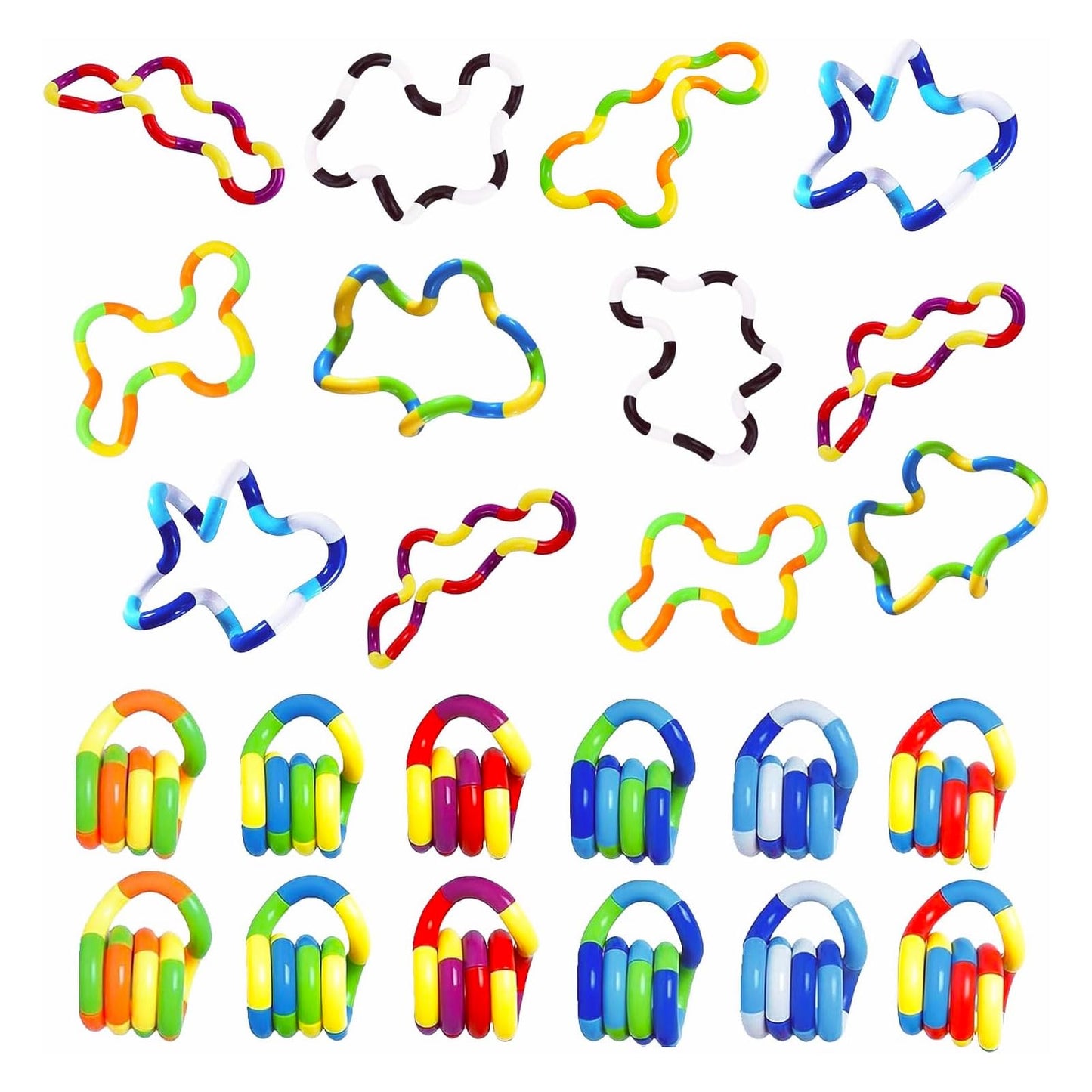 ZZSFBDZSW 24PCS Quiet Twisty Fidget Toys — Multicolor Squeeze, Twist & Spin for Kids & Adults | Classroom, Office, Gift