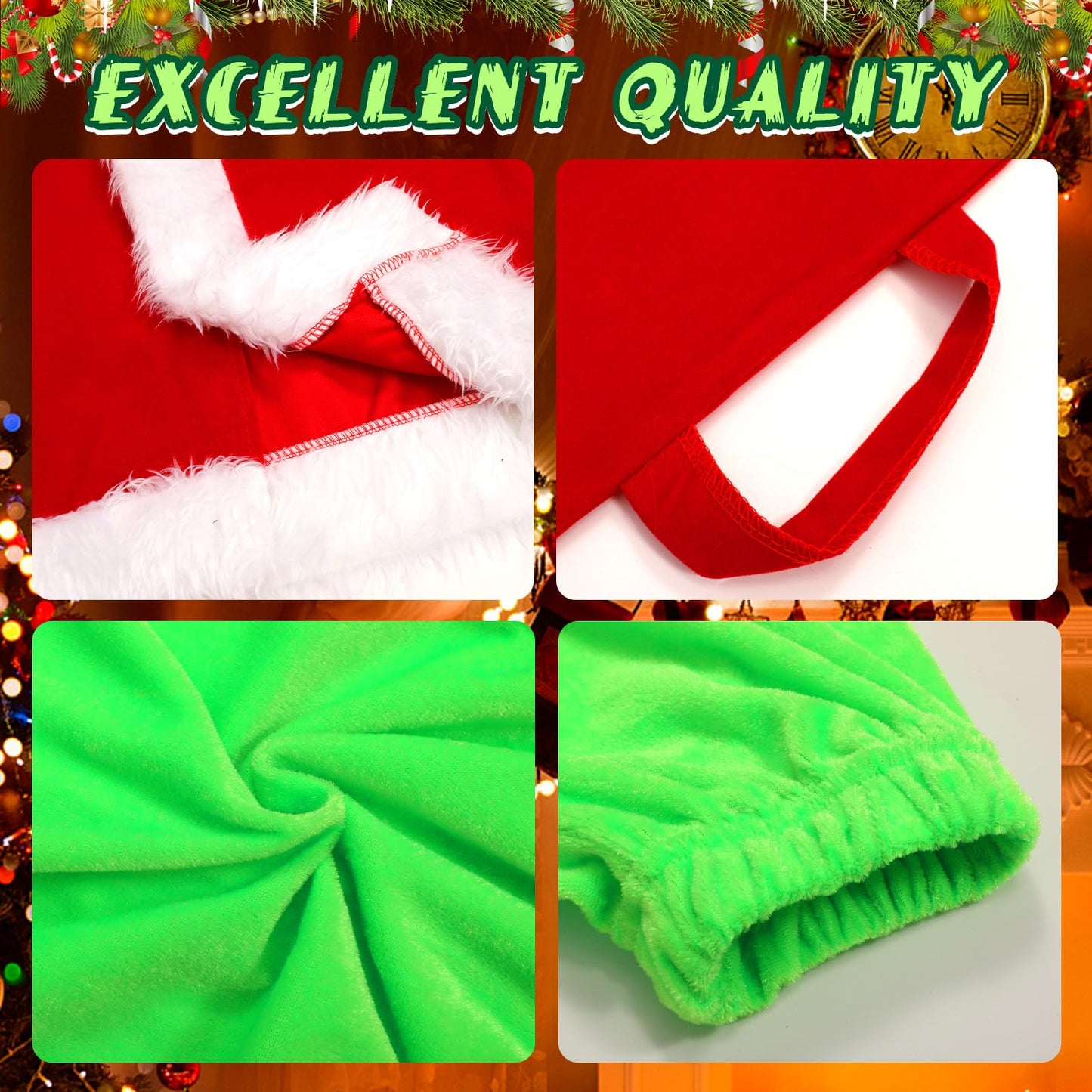 ZZXIAOJIE Green Monster Christmas Costume – 5-Piece Kids Set with Hooded Top & Pants