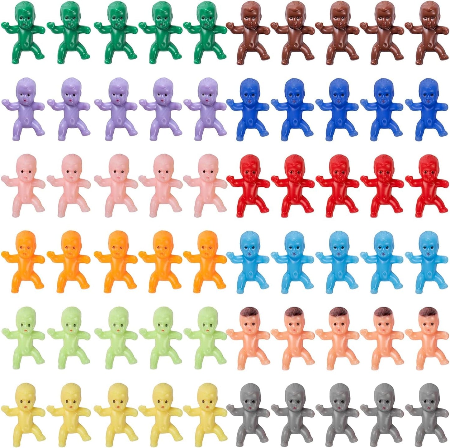 ZZYFGH 60 Mini Plastic Baby Figures – 12 Colors for Baby Shower Ice Cube Games