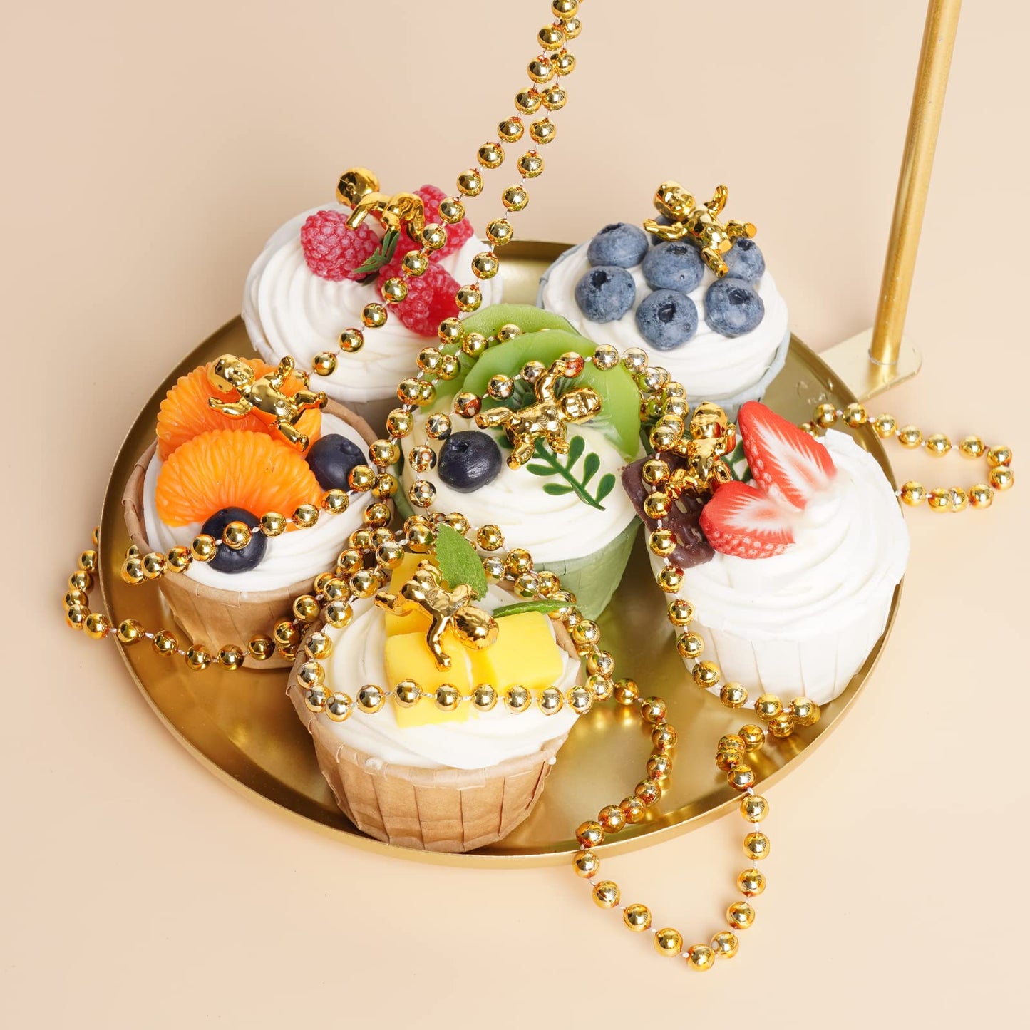 ZZYFGH 12Pcs Gold Bead Necklace – 33in Mardi Gras & Christmas Bead Necklaces