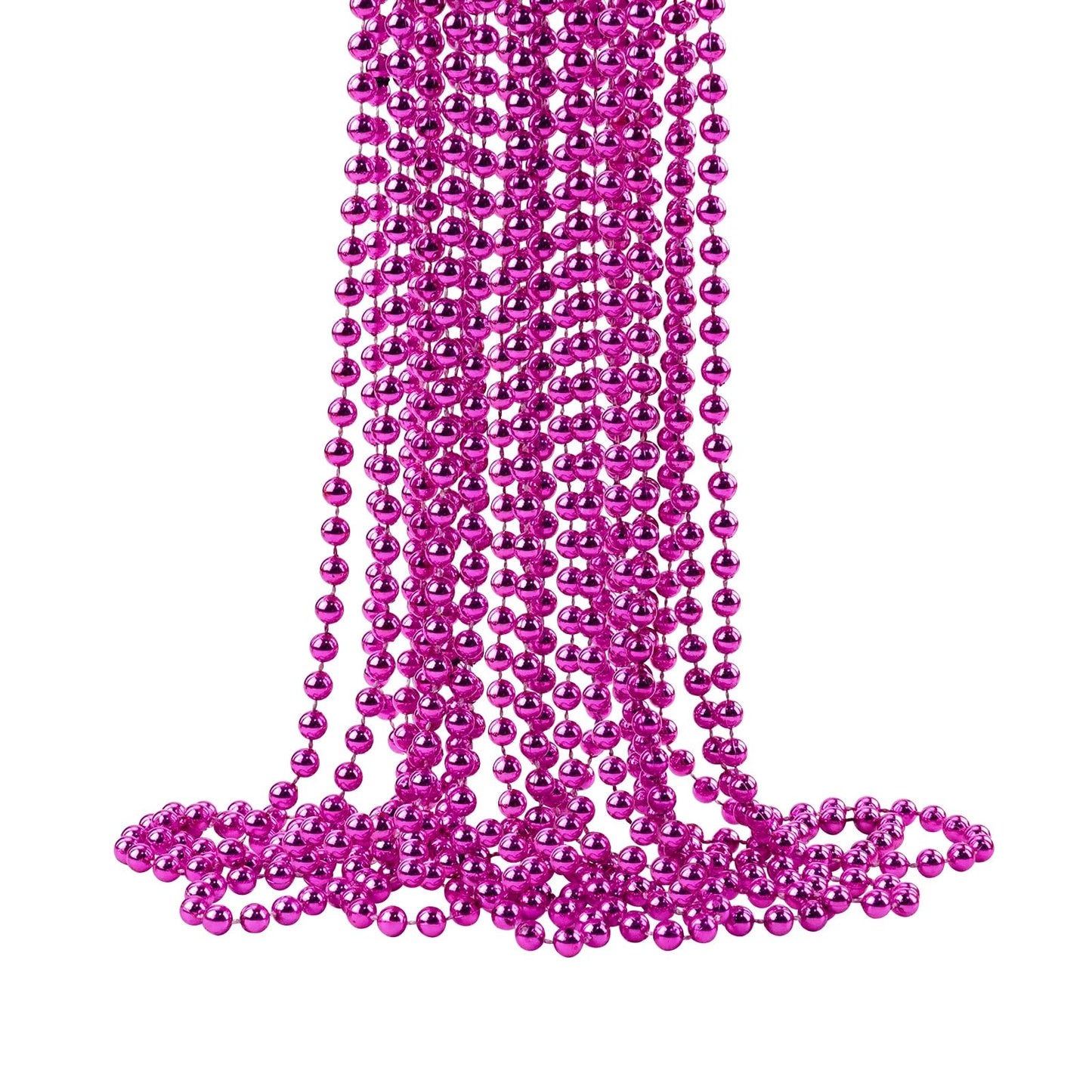 ZZYFGH 12 Pcs Hot Pink Beads Necklace – 33in 7mm Mardi Gras & Breast Cancer Awareness Bead Necklaces Bulk