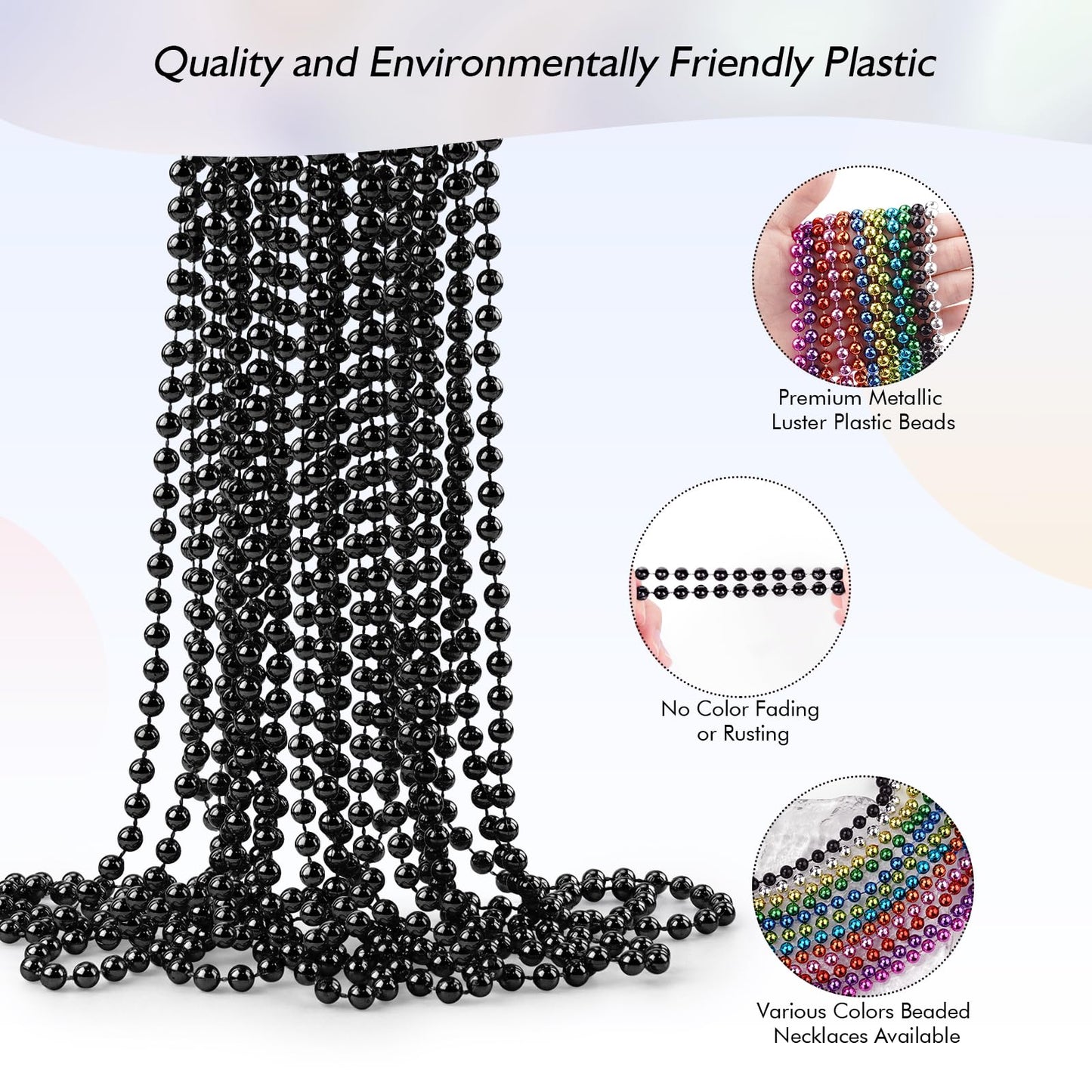 ZZYFGH 12Pcs Black Bead Necklaces – 33in Mardi Gras & Holiday Beads