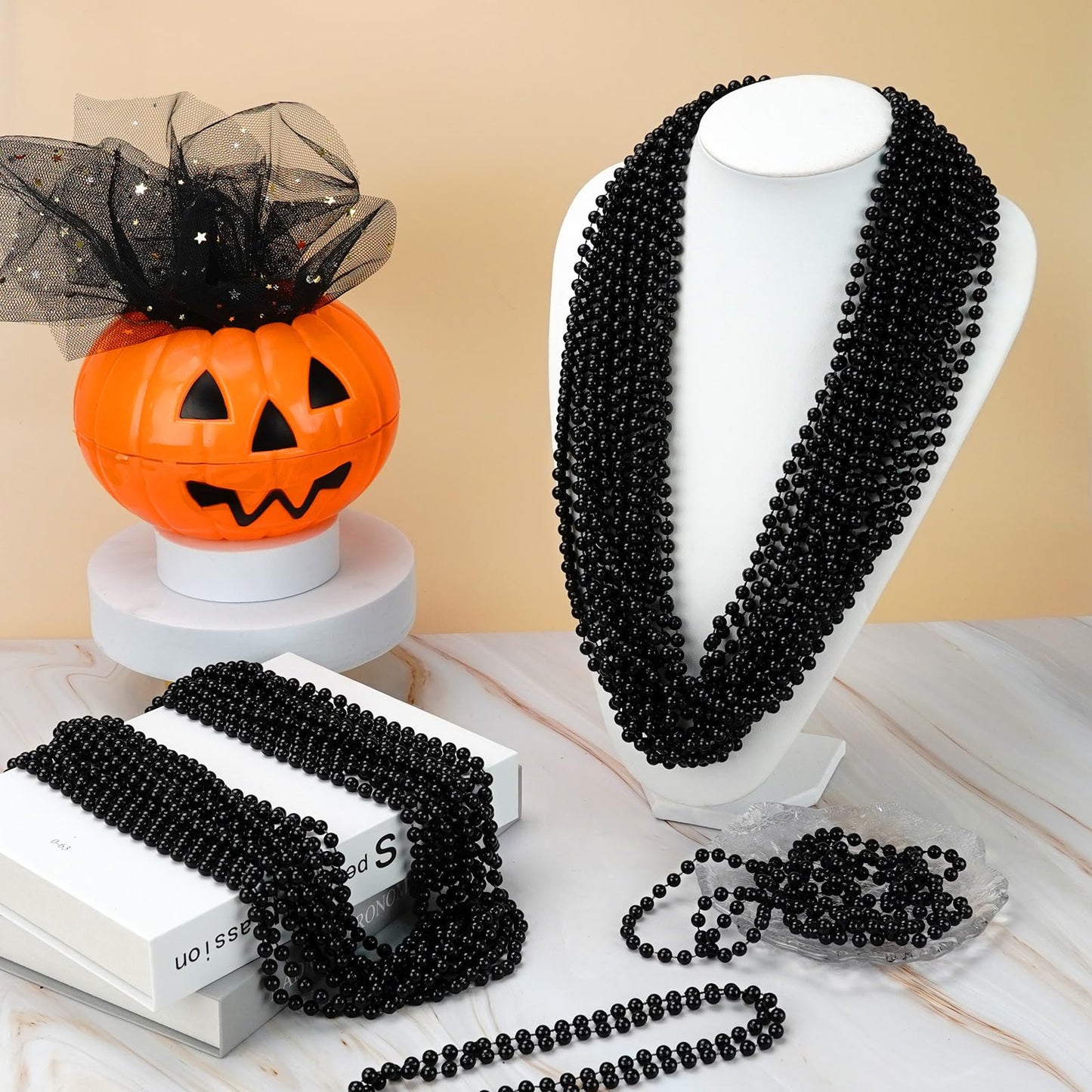 ZZYFGH 12Pcs Black Bead Necklaces – 33in Mardi Gras & Holiday Beads