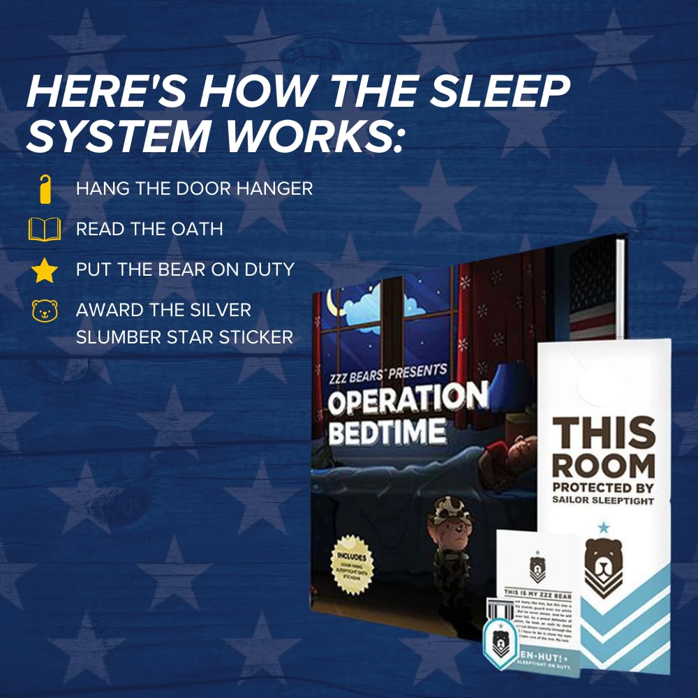 ZZZ Bears Sailor Sleeptight Navy Teddy Bear with Storybook & Sleep System — Comfort for Navy Kids