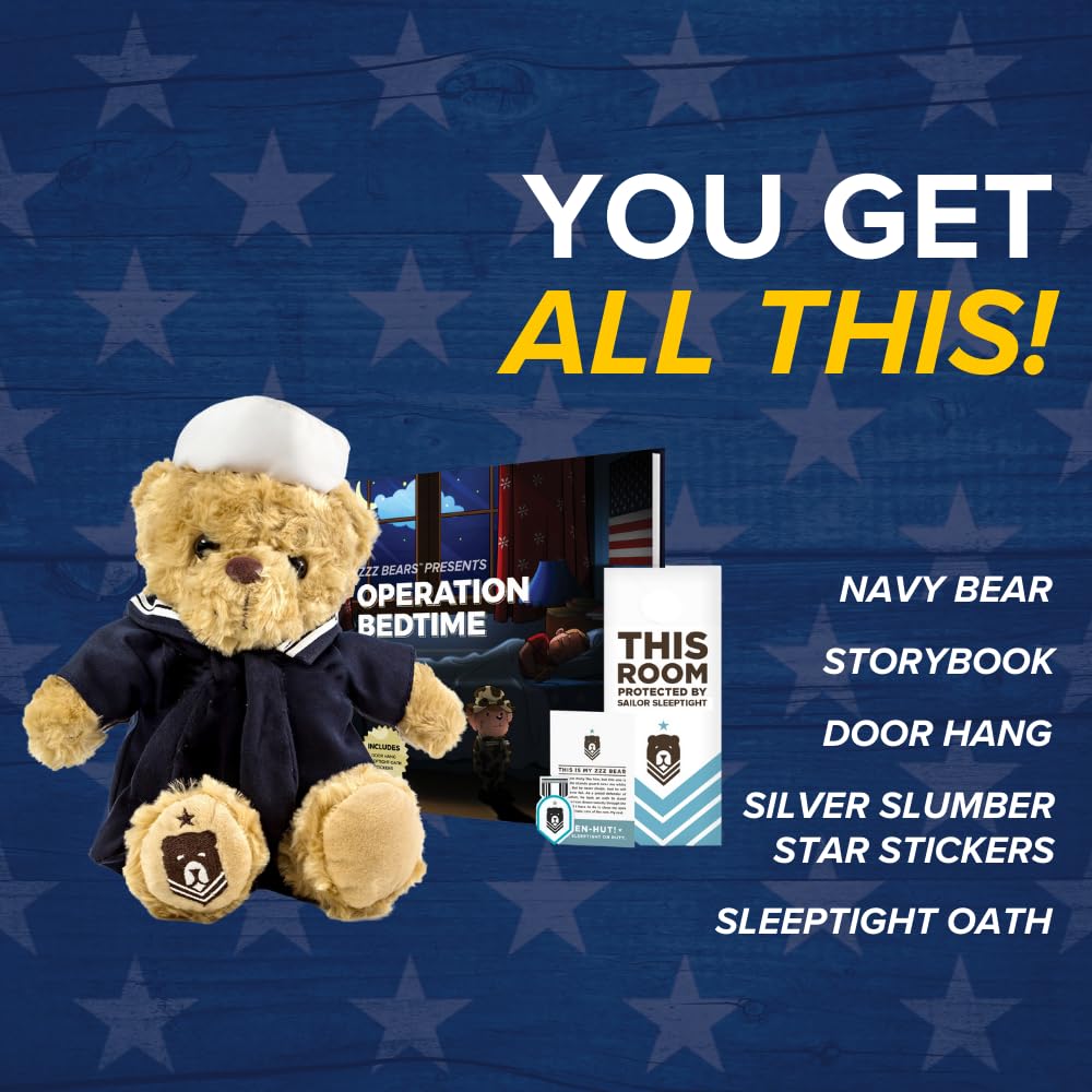 ZZZ Bears Sailor Sleeptight Navy Teddy Bear with Storybook & Sleep System — Comfort for Navy Kids