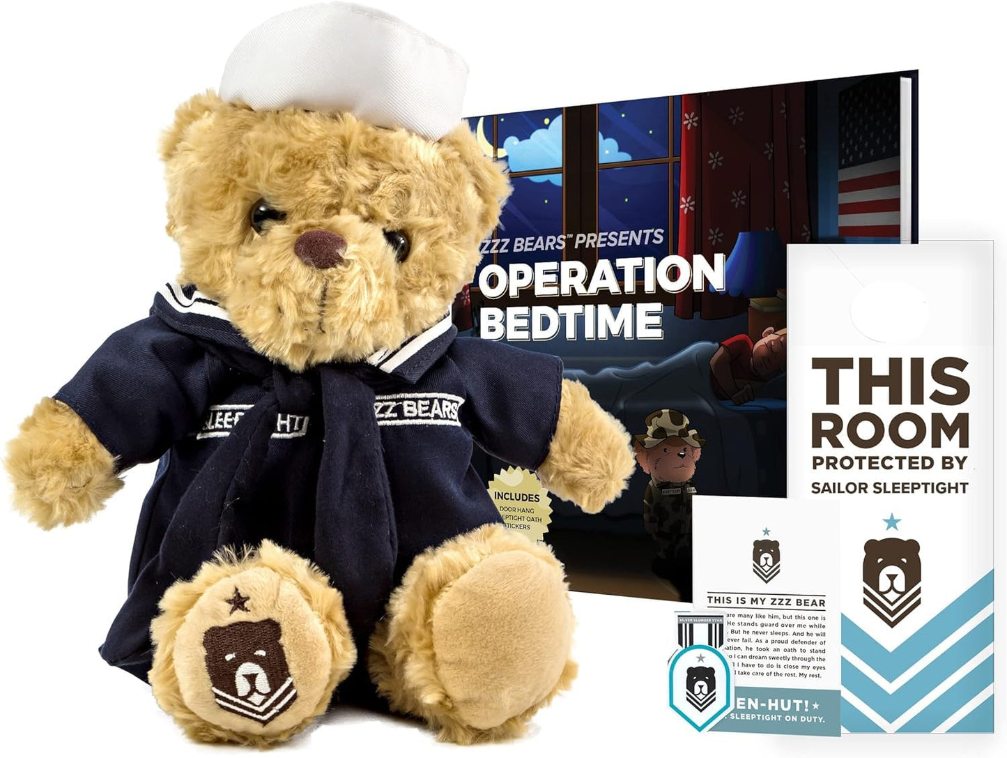 ZZZ Bears Sailor Sleeptight Navy Teddy Bear with Storybook & Sleep System — Comfort for Navy Kids