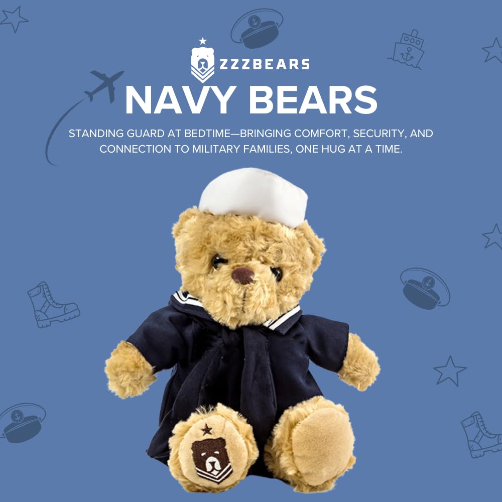 ZZZ Bears Sailor Sleeptight Navy Teddy Bear with Storybook & Sleep System — Comfort for Navy Kids