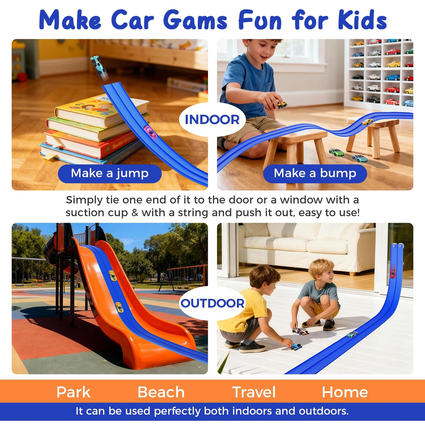 ZzzMgzzZ Flexible Race Track - 15ft DIY Car Track with 8 Cars & 4 Suction Cups
