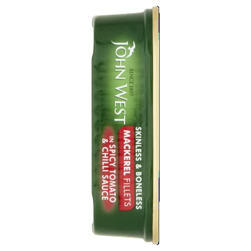 John West Skinless and Boneless Mackerel Fillets in Spicy Tomato and Chilli Sauce 115 g