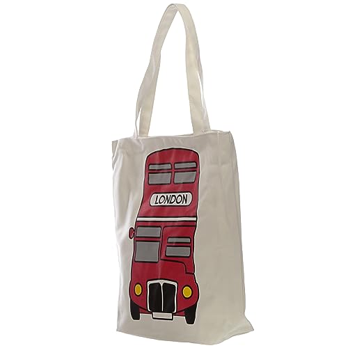 Puckator London Icons Red Routemaster Bus Reusable Zip Up Cotton Bag - Canvas Tote Bag - Cotton Tote Bags - Eco Gifts for Women and Men - Cloth Shopping Bag - Fabric Bag - Foldable Bags for Shopping