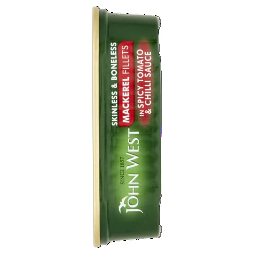 John West Skinless and Boneless Mackerel Fillets in Spicy Tomato and Chilli Sauce 115 g