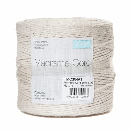 Trimits Macramé Cord: 262m x 3mm: 0.5kg: Natural