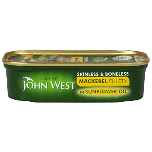 John West Skinless and Boneless Easy Peel Mackerel Fillets in Sunflower Oil 115 g